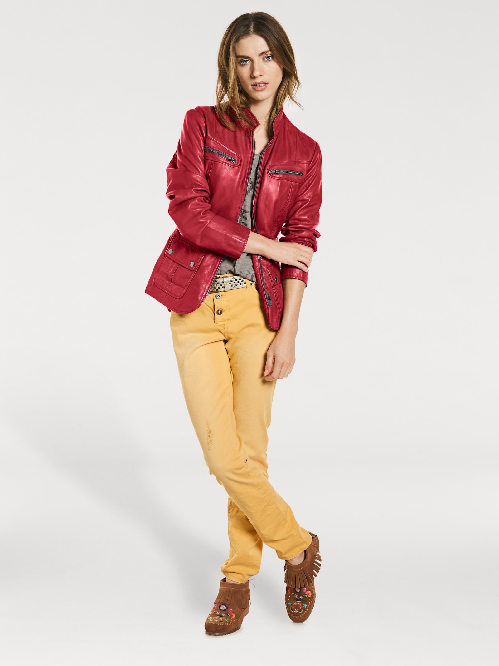 heine Leren jack in used-look - rood