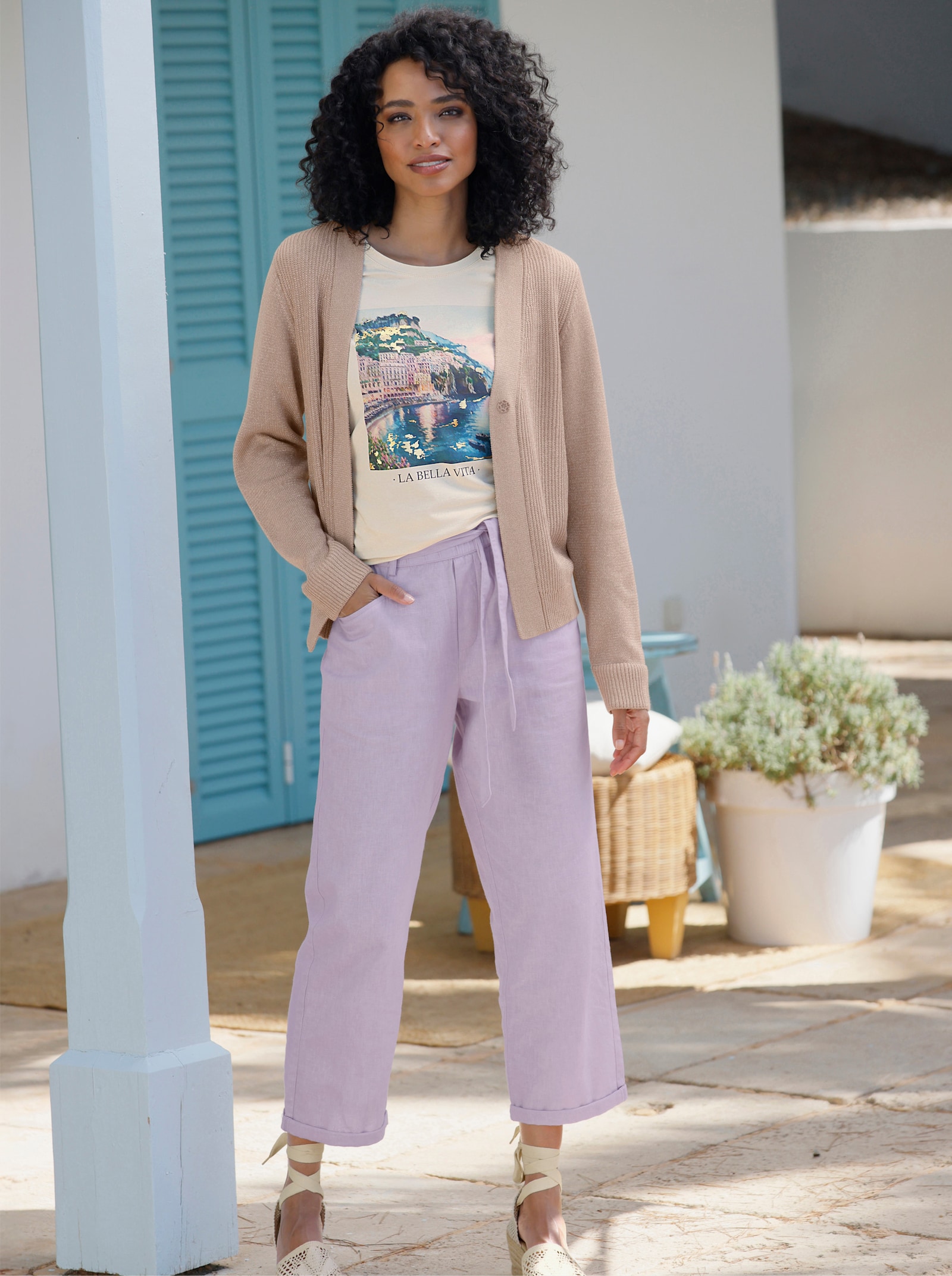 heine Strickjacke mit Druckknopf-Verschluss - goldfarben