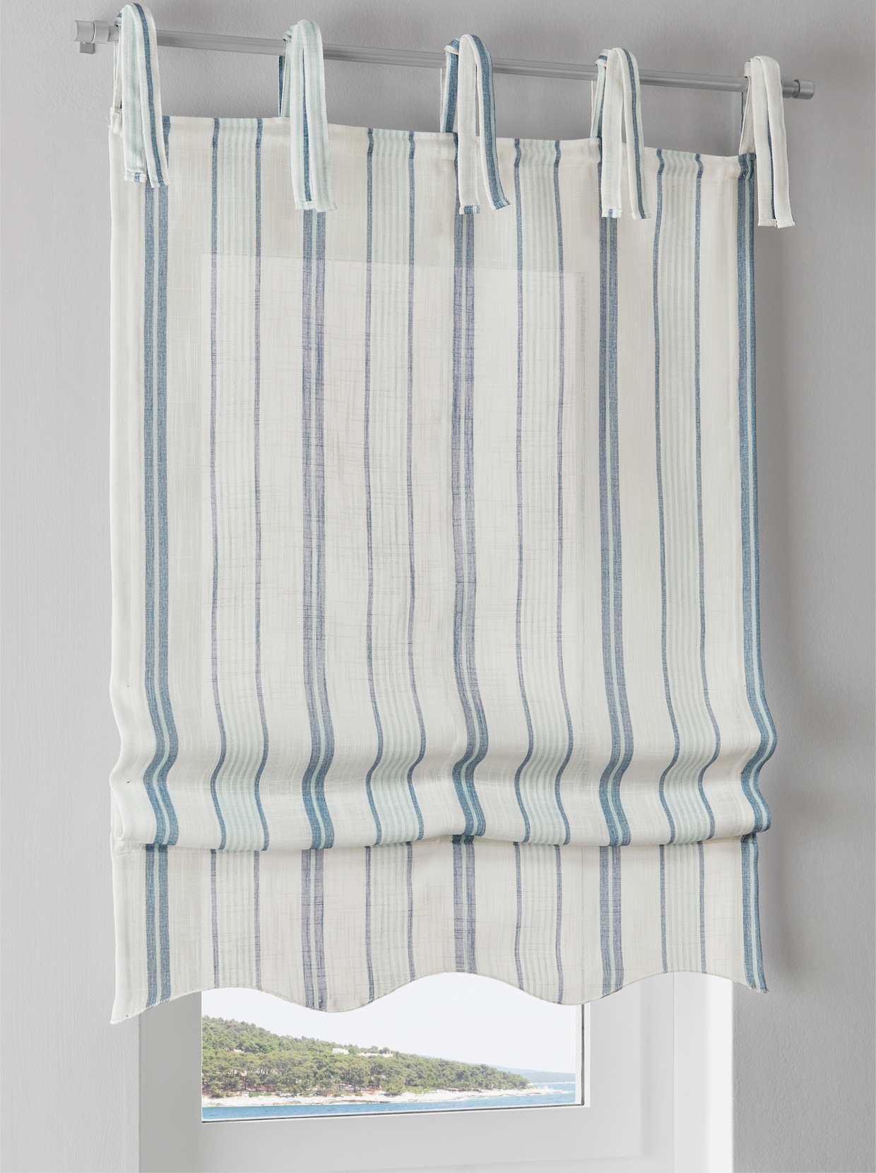 heine home Raffrollo - offwhite-blau