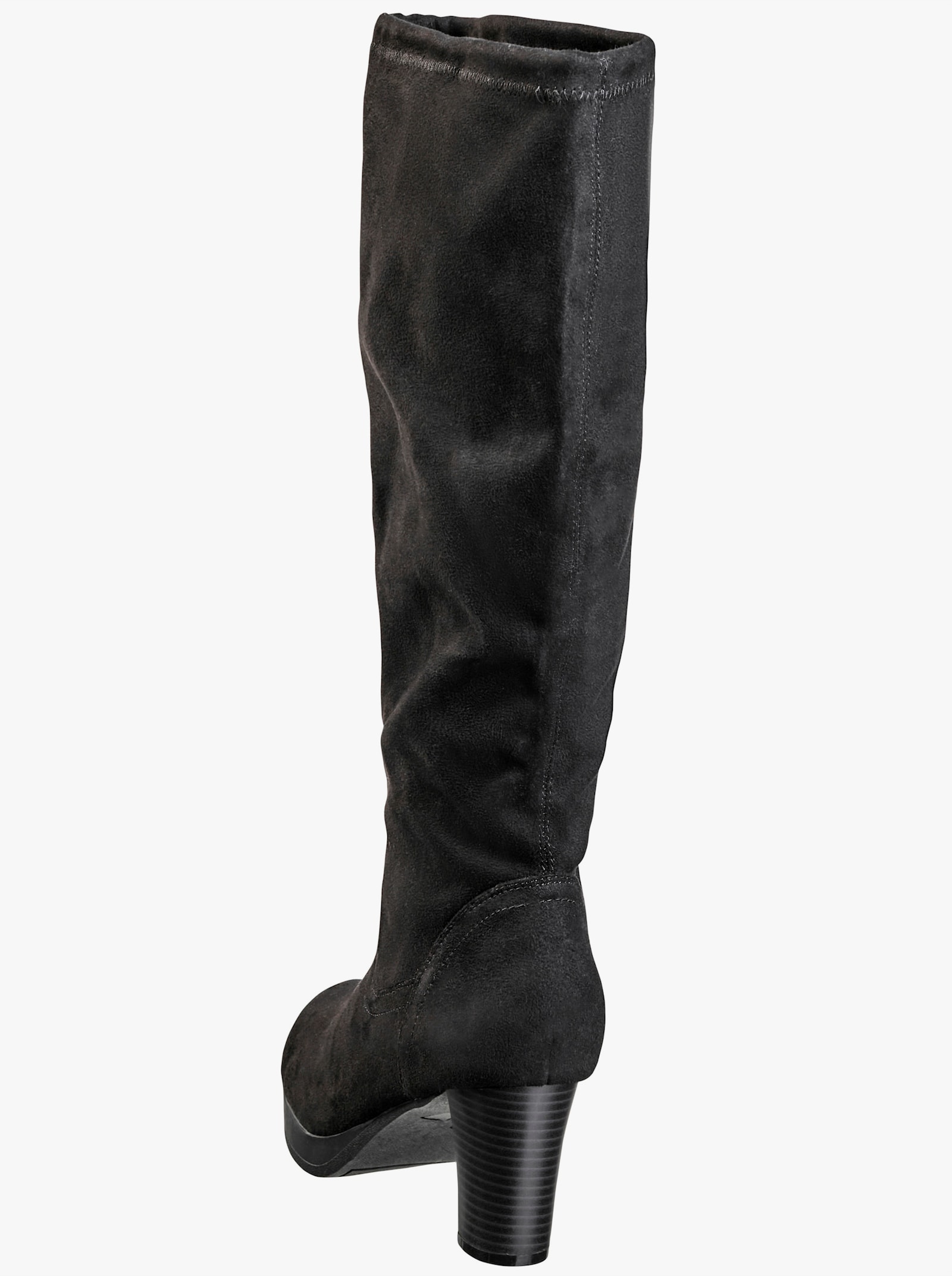 sheego Weitschaftstiefel aus Velourslederimitat, verschlusslos - schwarz