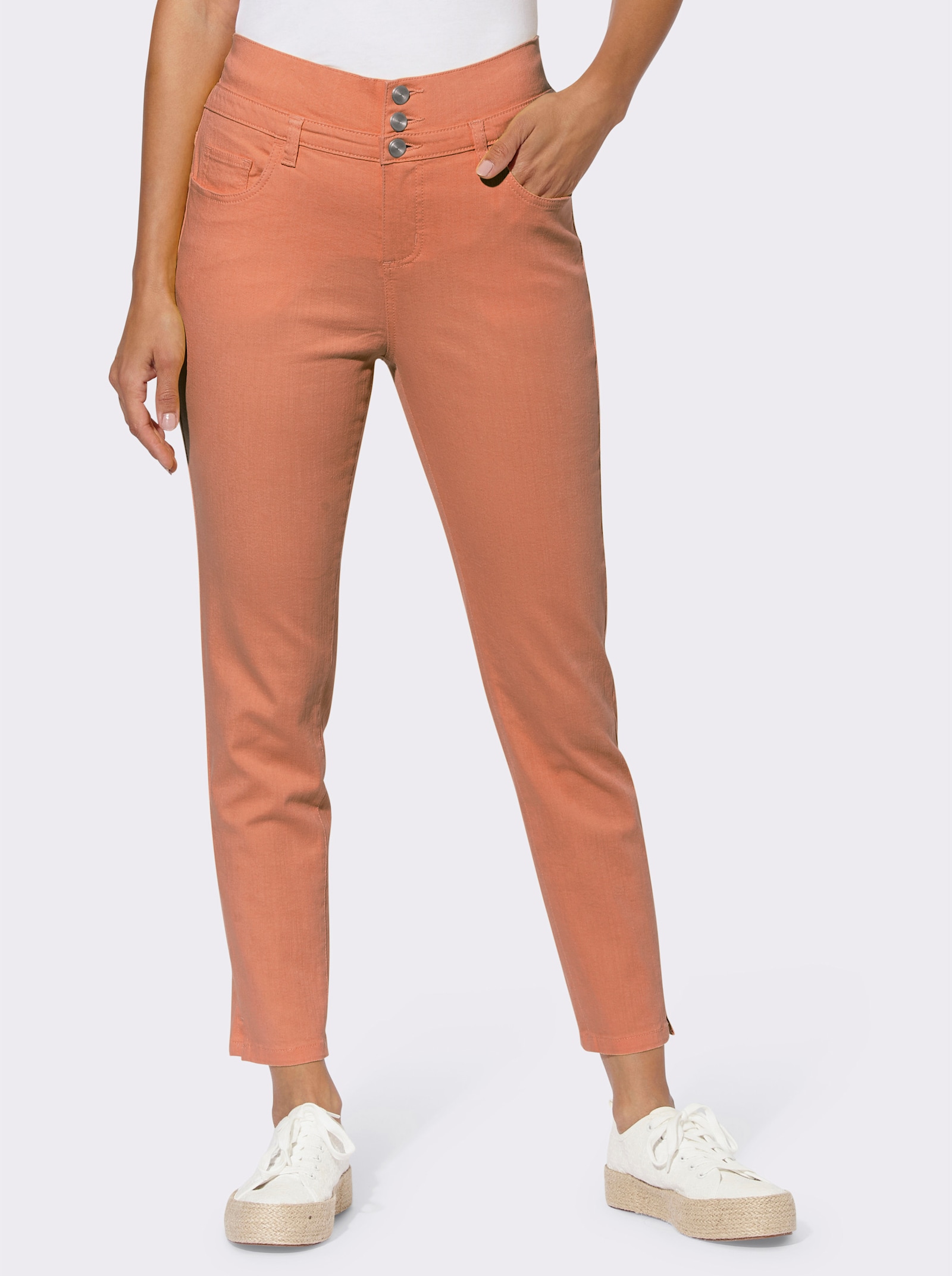 7/8-Hose mit Smok-Einsatz am Bund - papaya