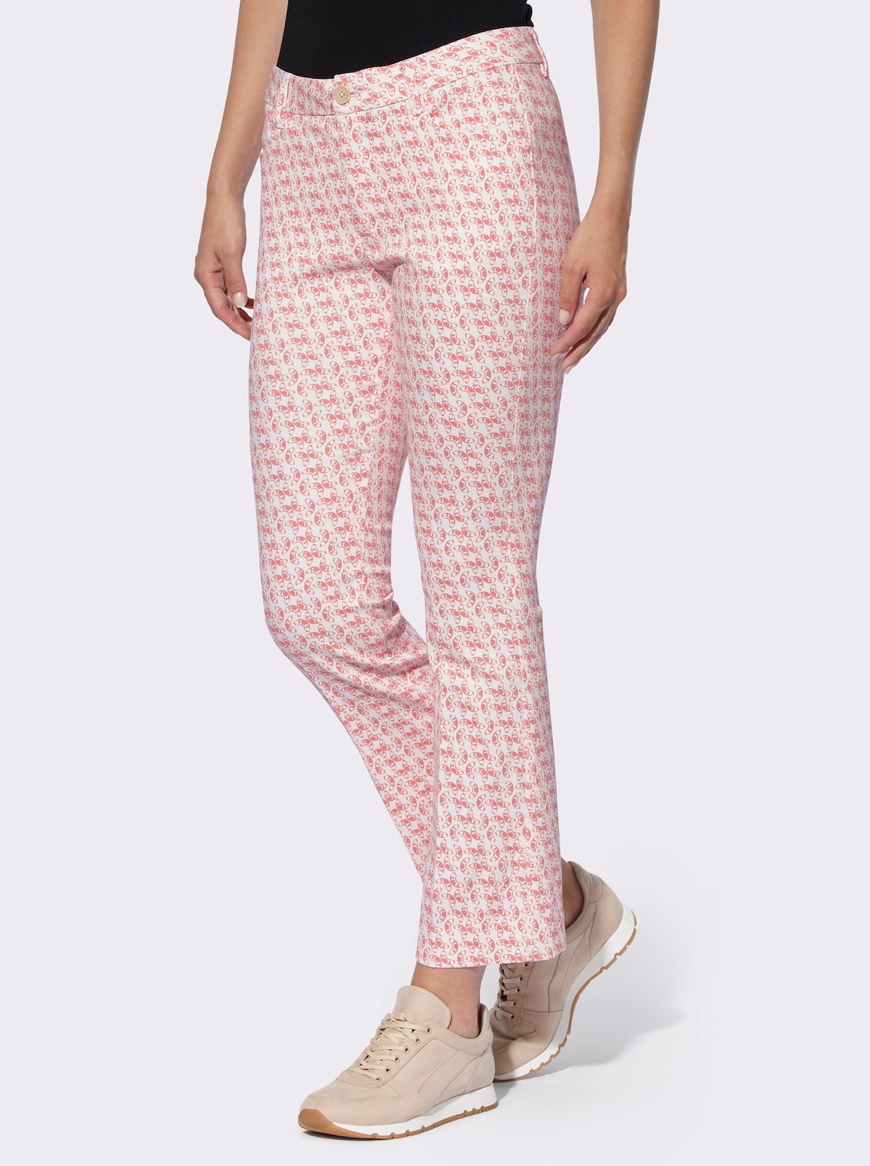 heine Druckhose - flamingo-ecru-bedruckt