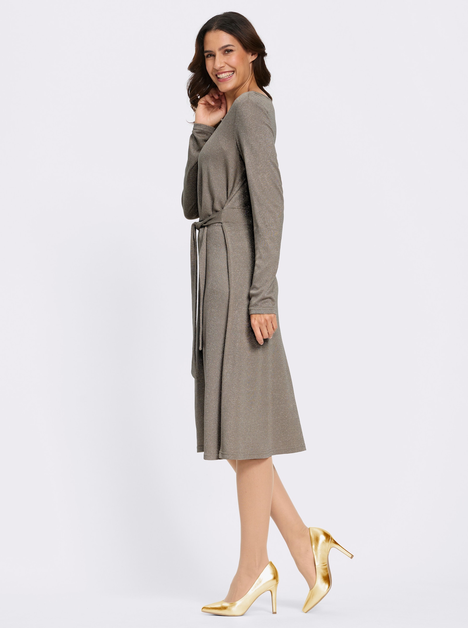 Jersey-Kleid - taupe-meliert