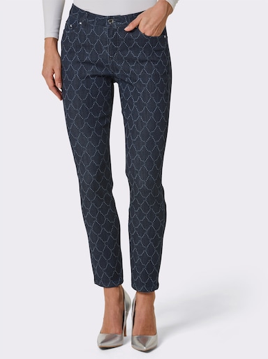 CREATION L PREMIUM 5-Pocket-Jeans mit Print-Dessin - dark blue