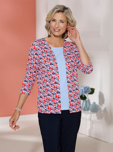 2-in-1-Shirt aus reiner Baumwolle - dunkelblau-rot-bedruckt