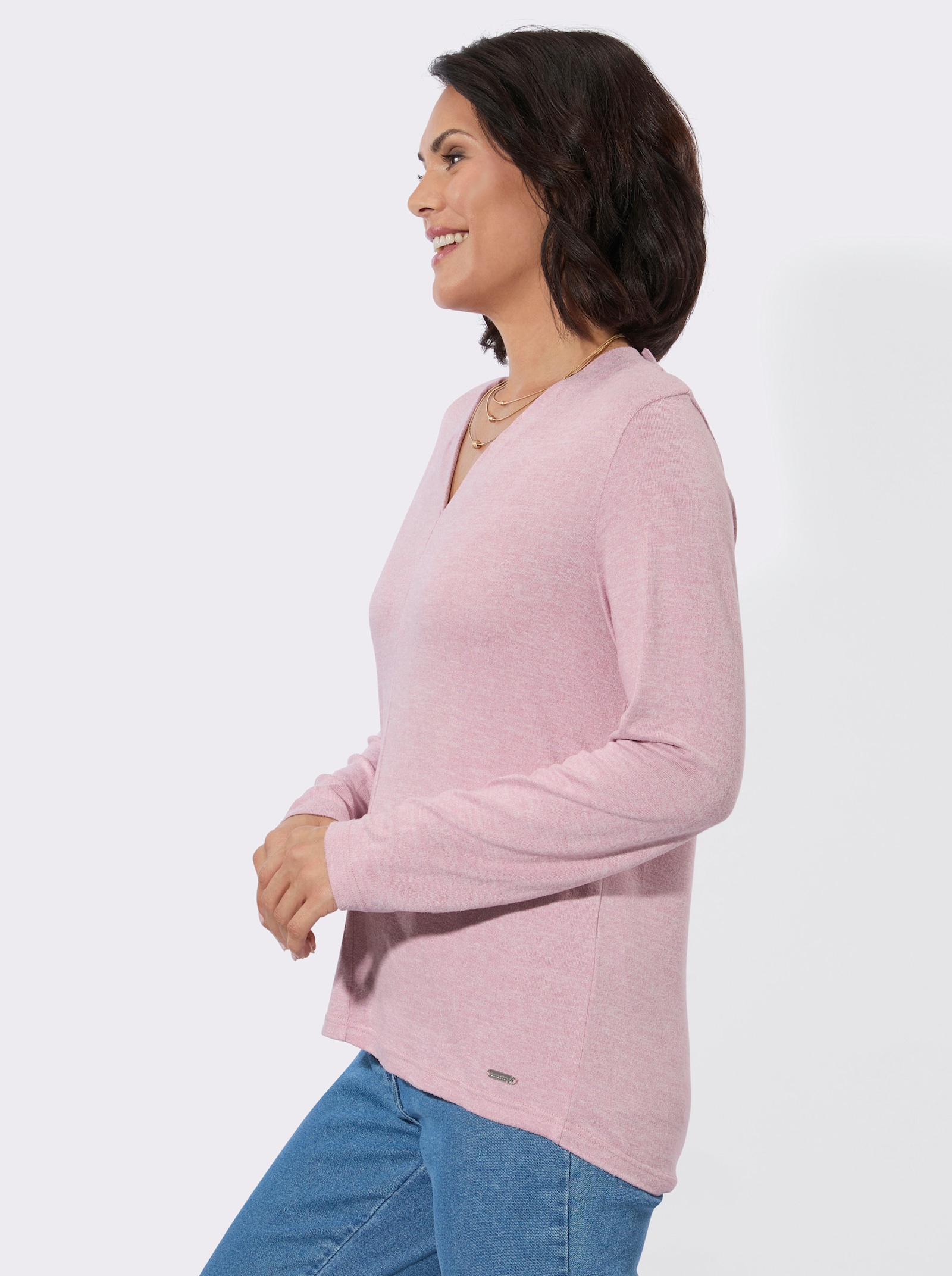 Winter-Shirt - rosé-meliert