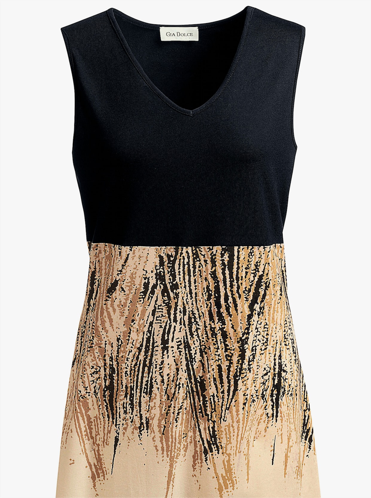 Sommerkleid - schwarz-beige