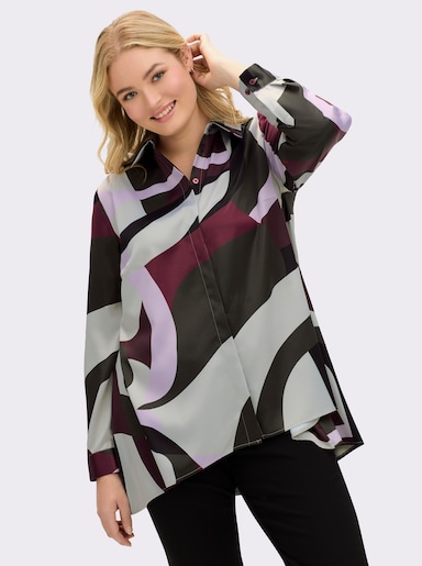 sheego Druckbluse - bordeaux-bedruckt
