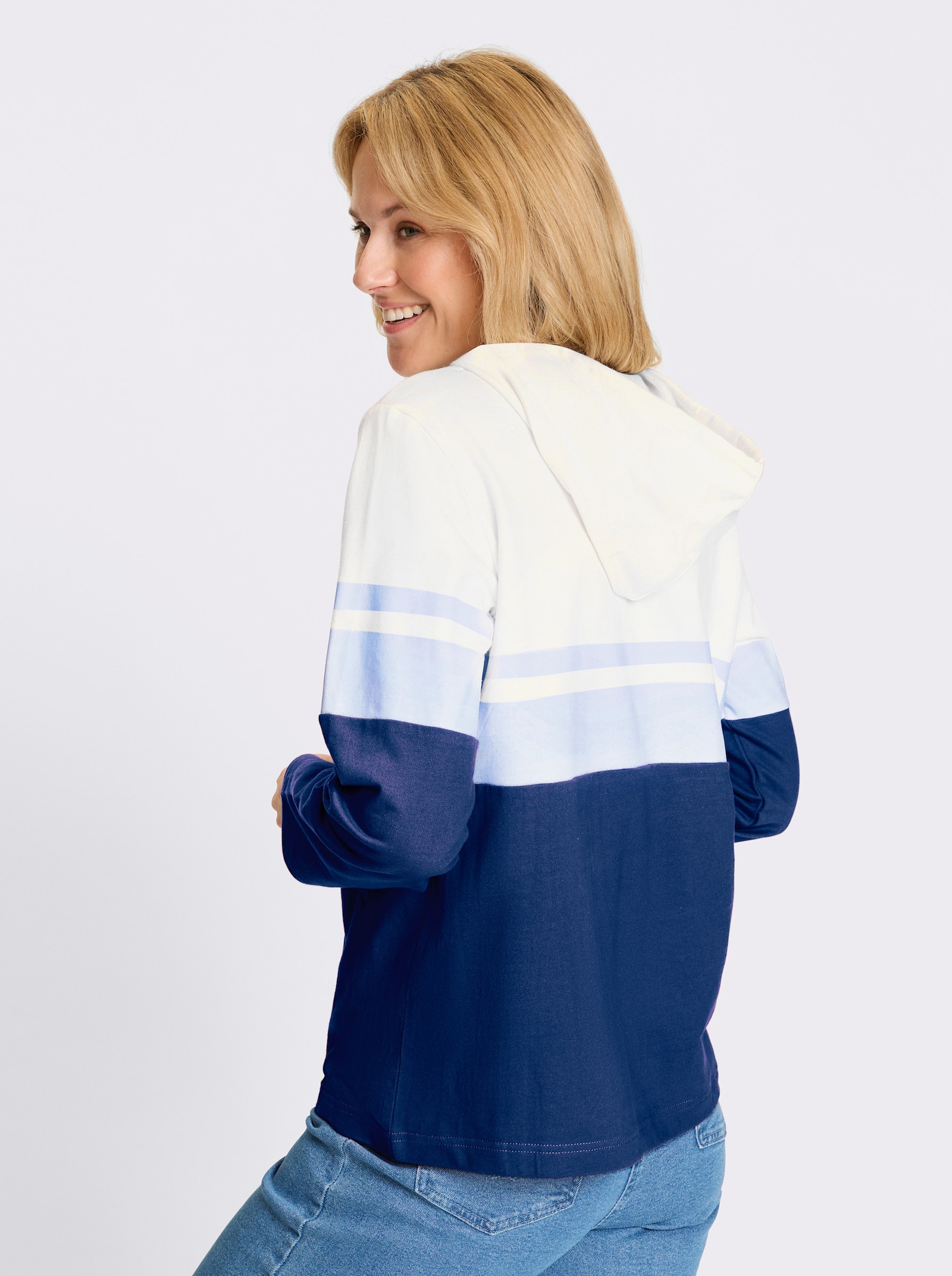 Sweatshirt im Color-Blocking-Dessin - dunkelblau-hellblau