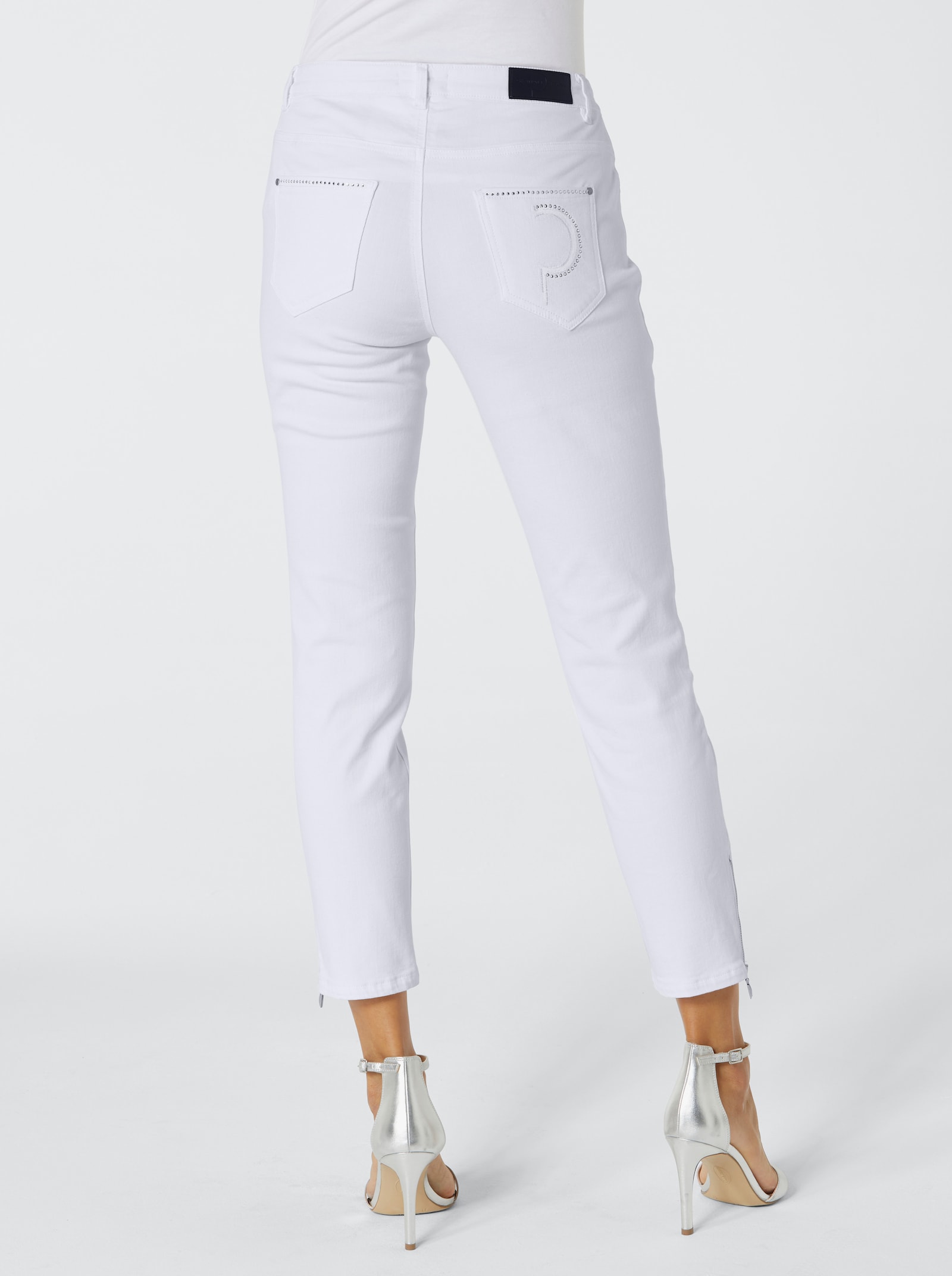 Ascari Jean 5 poches avec application strass - blanc