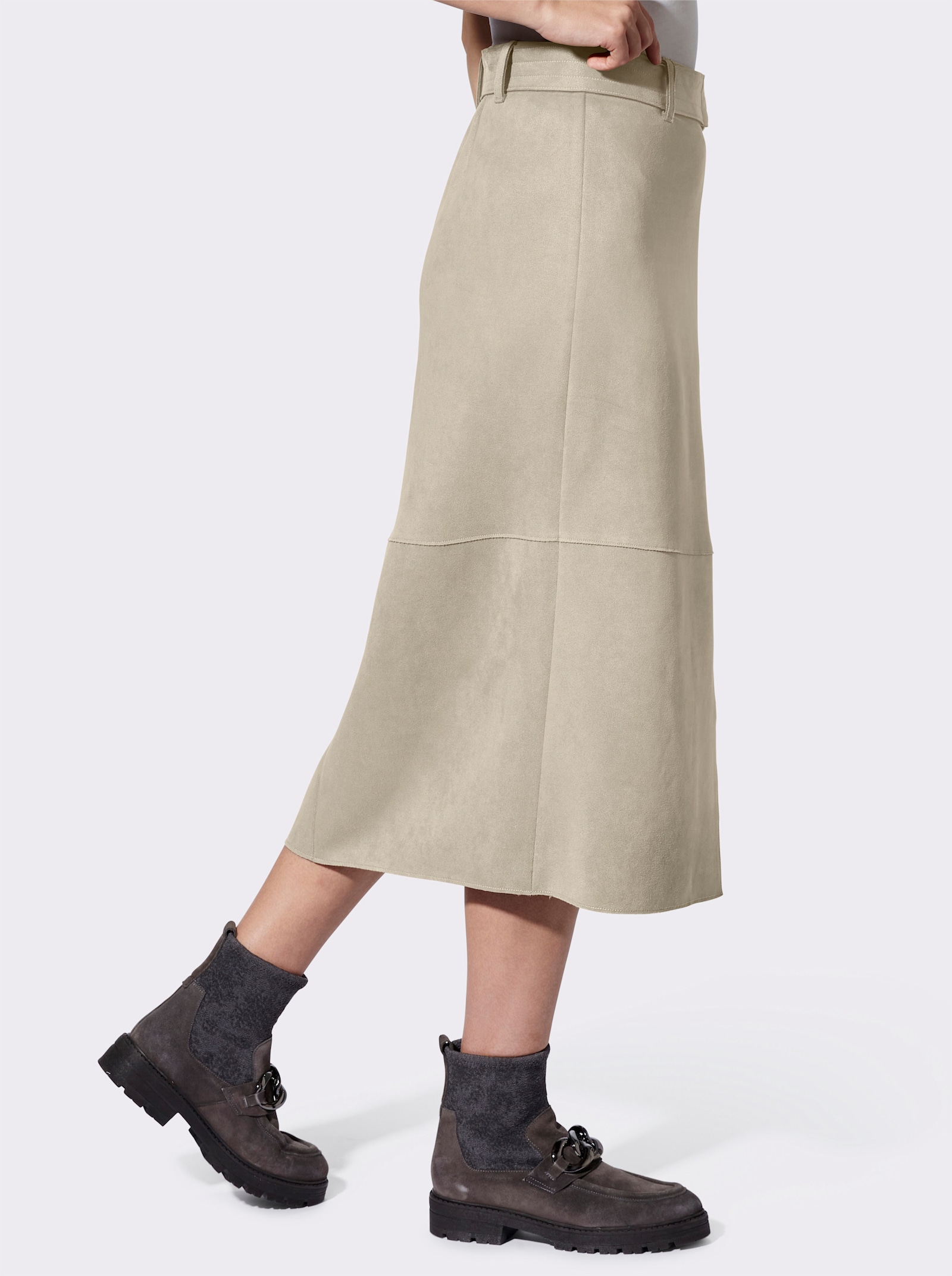 heine Jupe en synthétique avec ceinture - grège