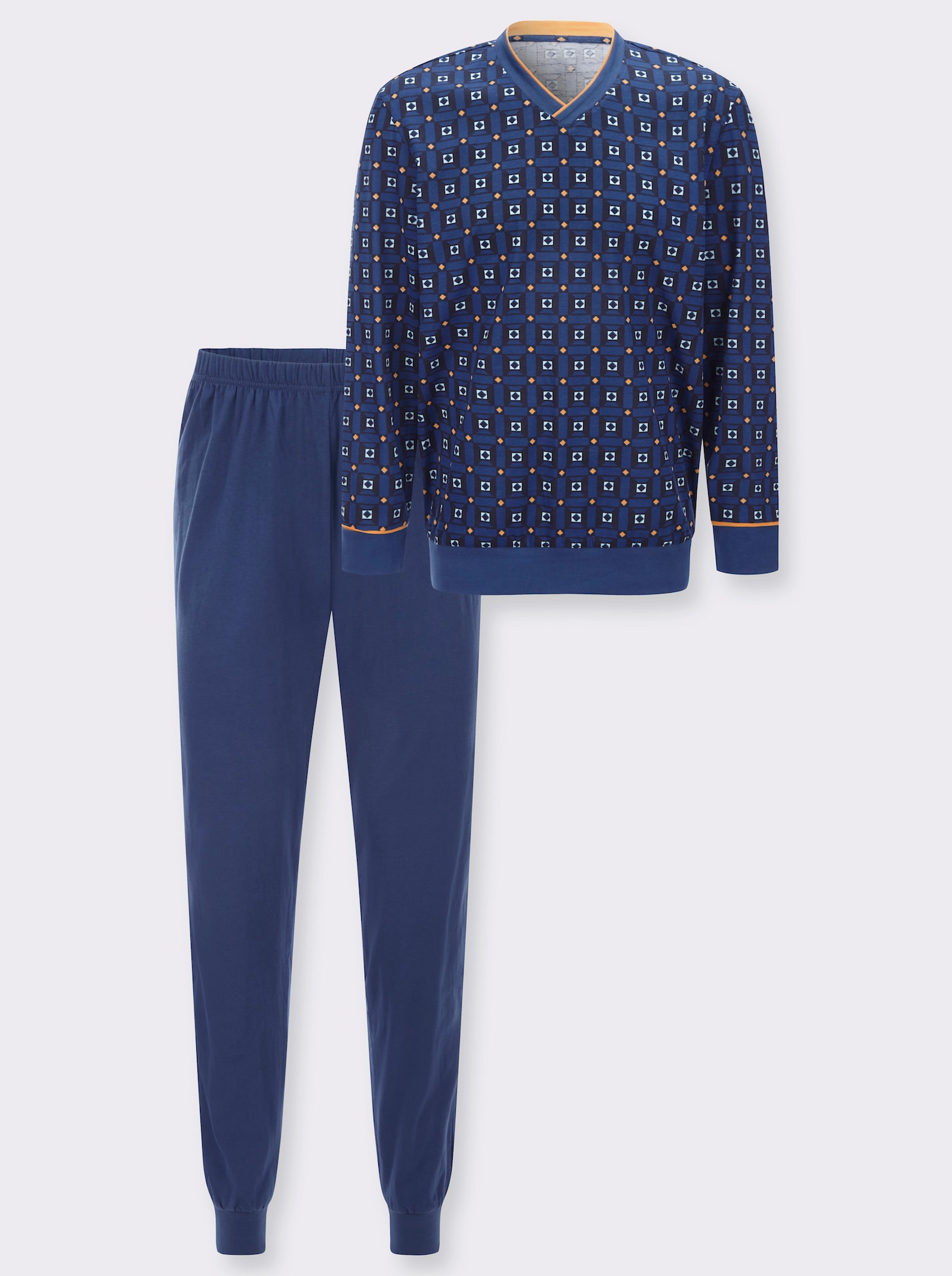 Pyžamo, manžety - kráľovská modrá potlač