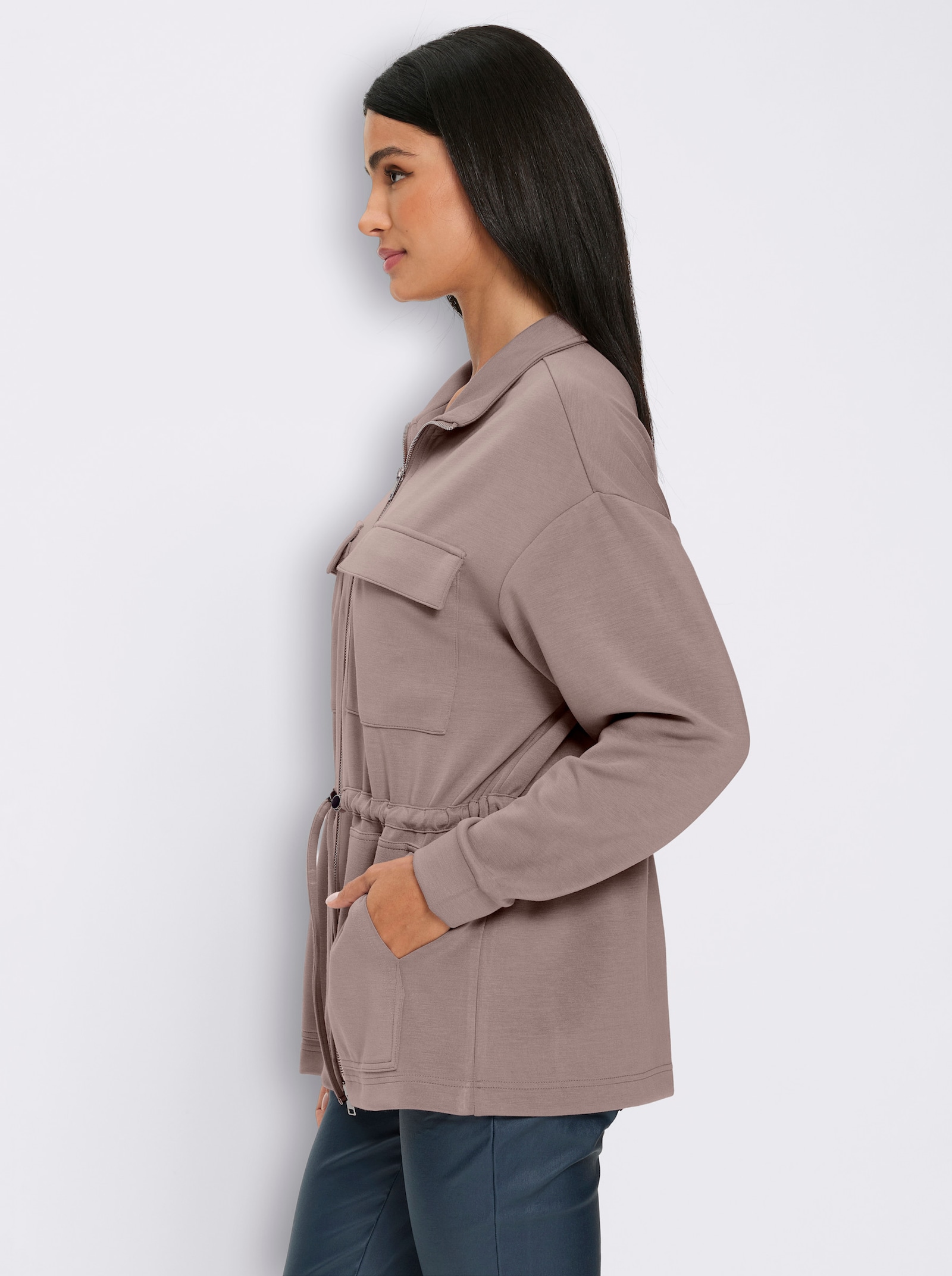 heine Jacke mit Tunnelzug in der Taille - taupe