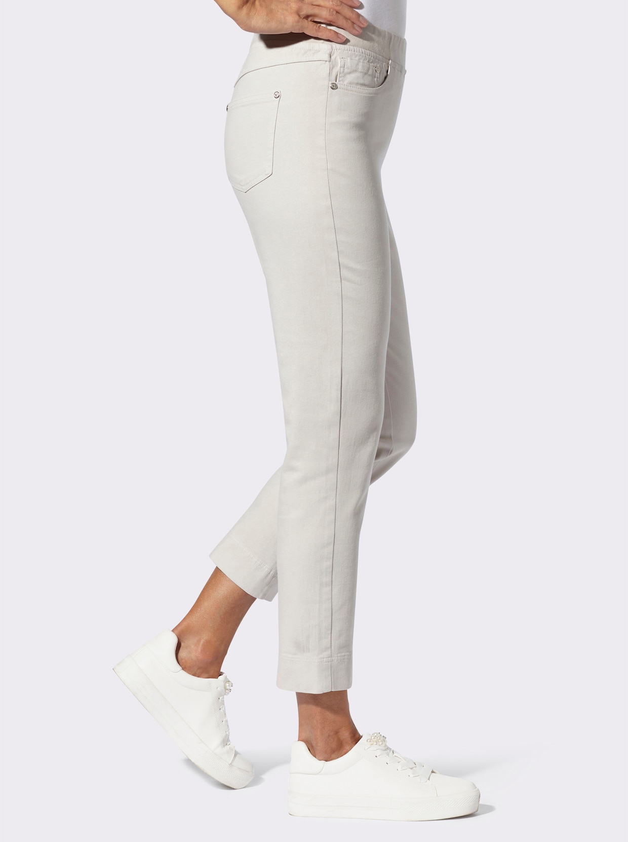 7/8-Jeans mit Jersey-Bund in softer Qualität - hellgrau