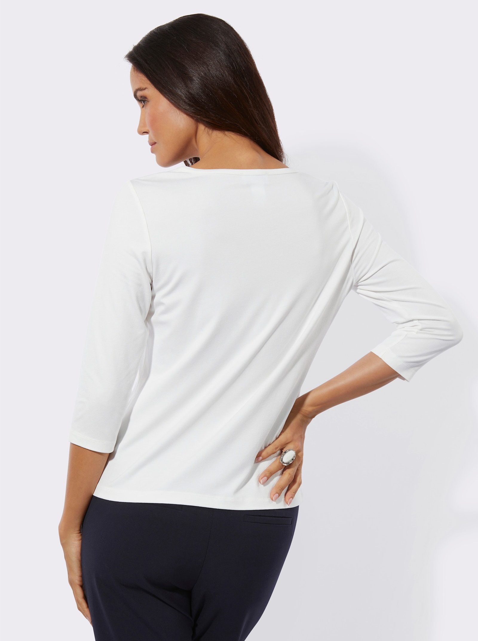 3/4-Arm-Shirt mit Zierkette - ecru