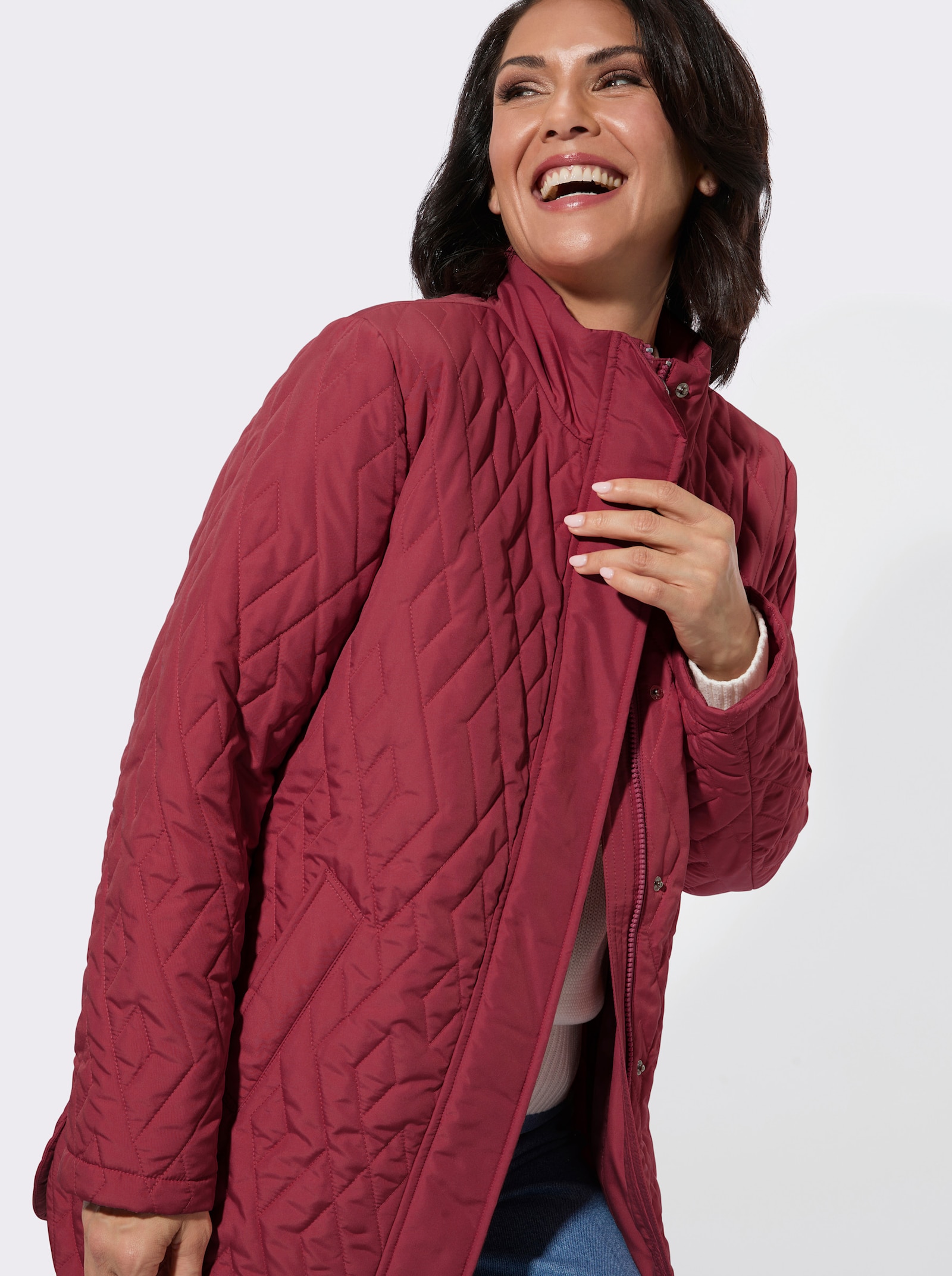 Steppjacke mit Seitenschlitzen - dunkelrot