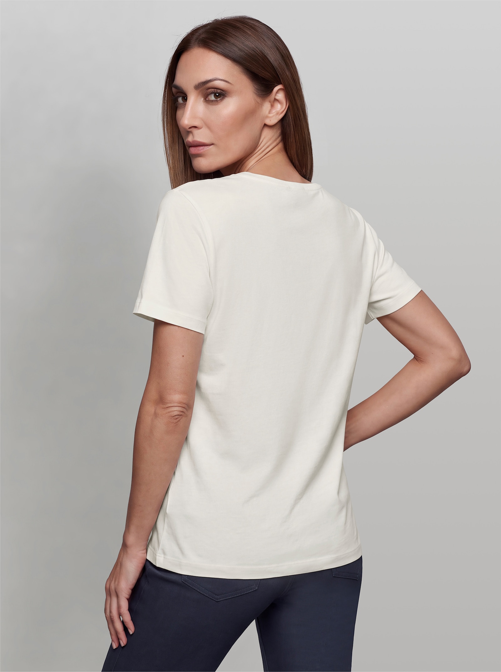heine Rundhalsshirt mit Emblem - ecru