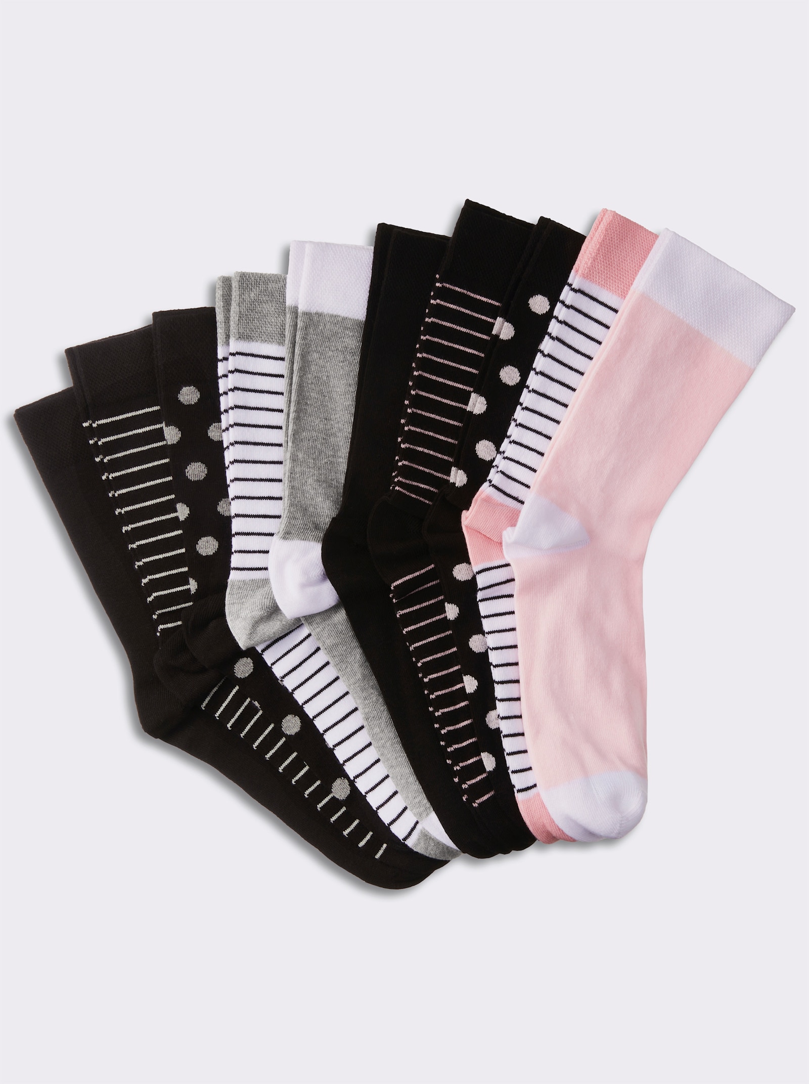 wäschepur Socken - schwarz-rosé