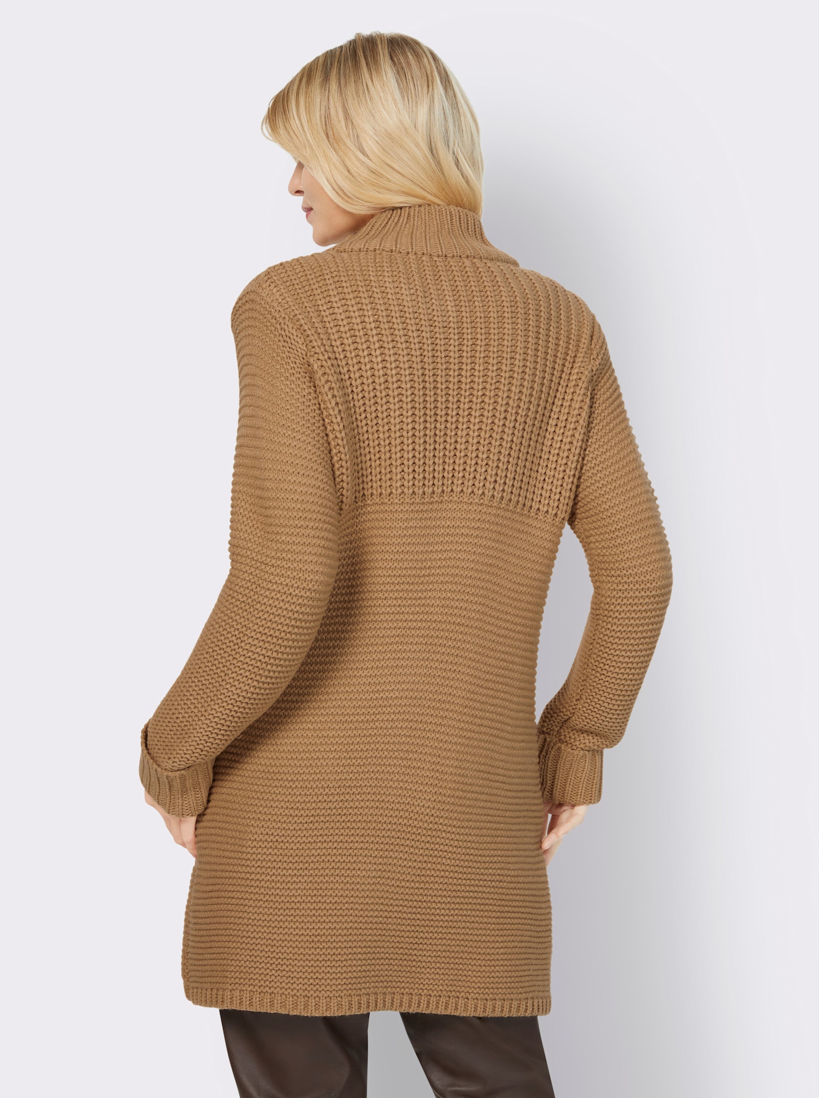heine Strickjacke mit Stehkragen - camel