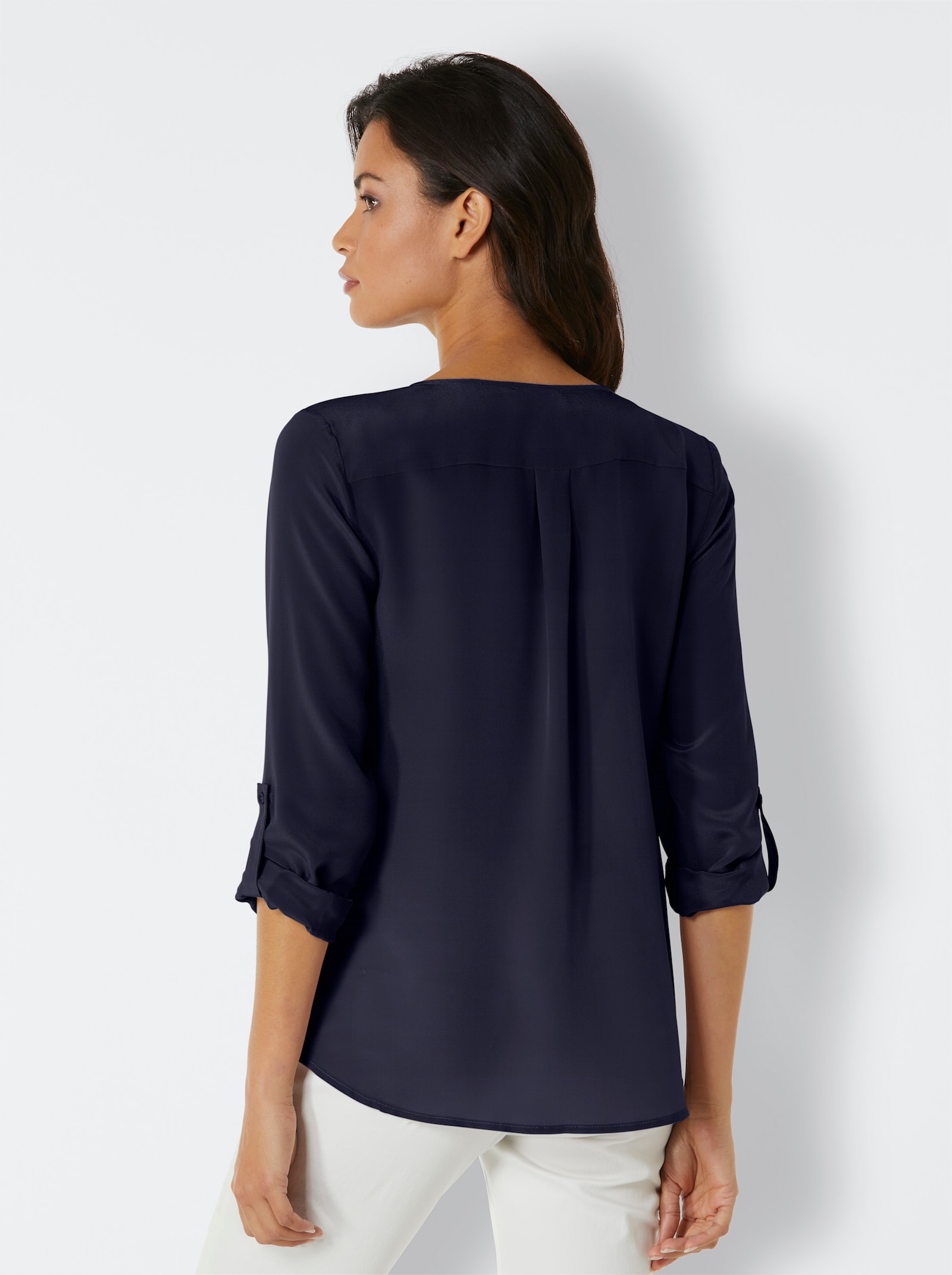 heine Seidenbluse mit mattem Glanz - marine