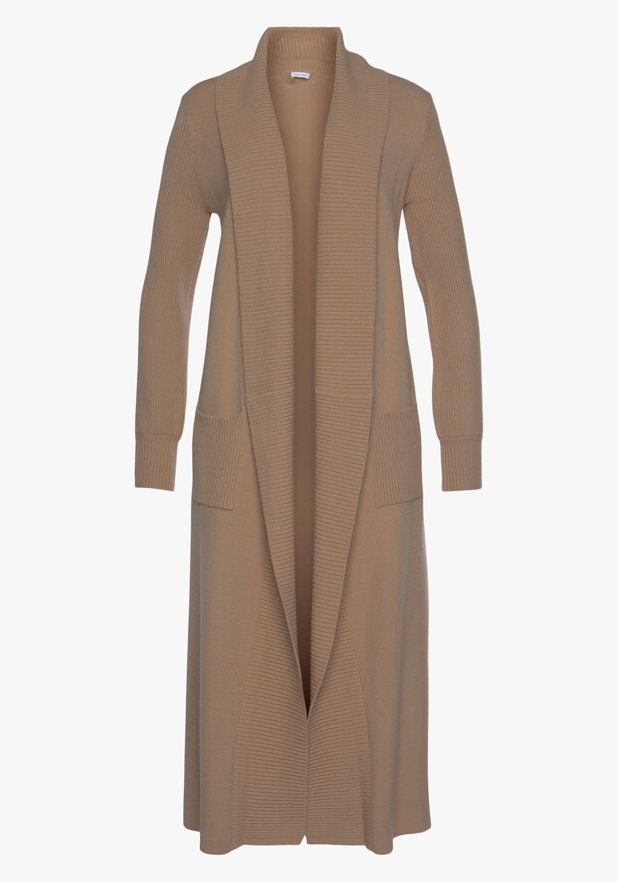 LASCANA Lang gebreid vest - camelkleuren