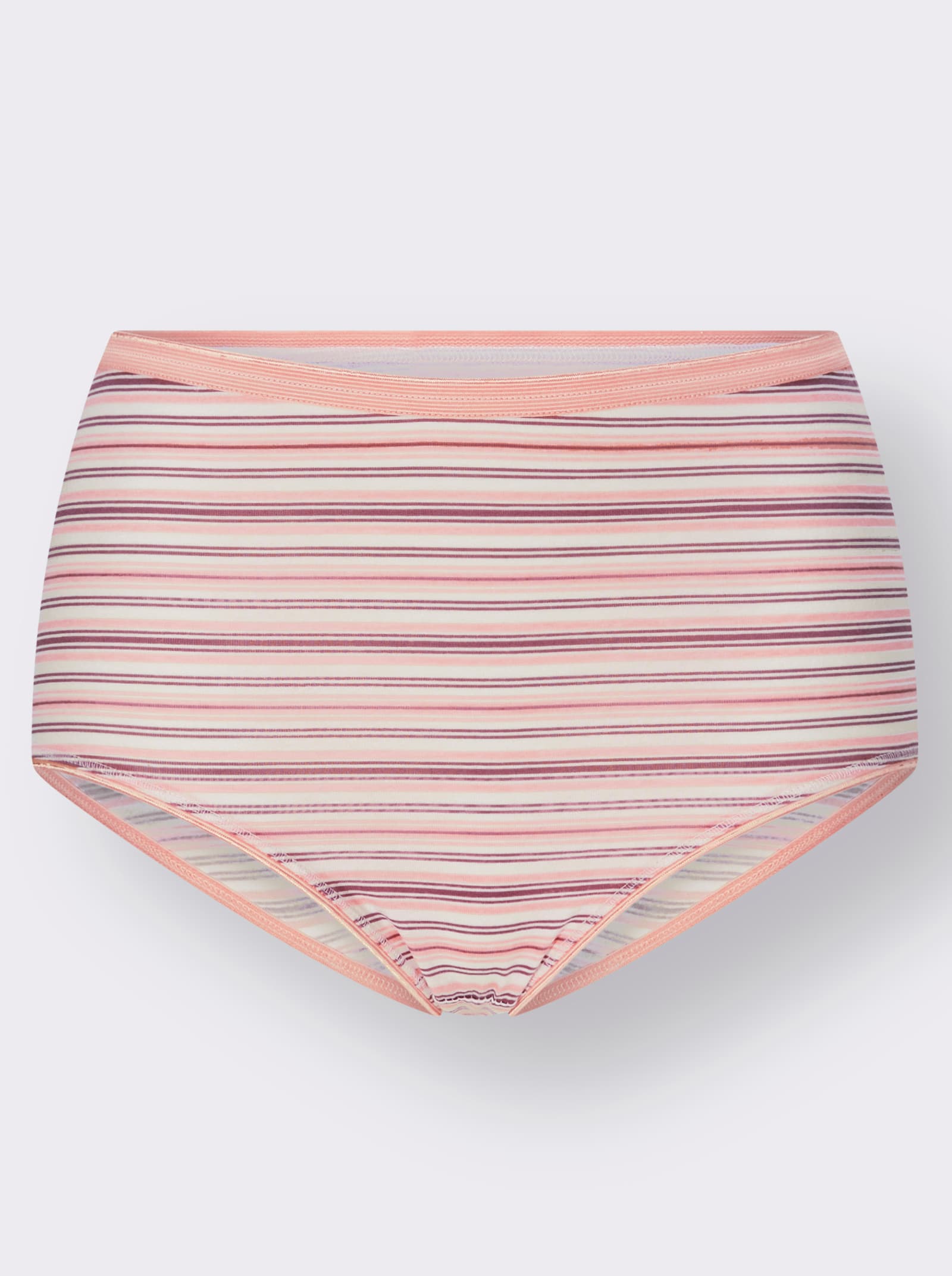 wäschepur Taillenslip mit kontrastfarbigen Abschlüssen - 2x rosenquarz-gestreift + 2x eisblau-gestreift