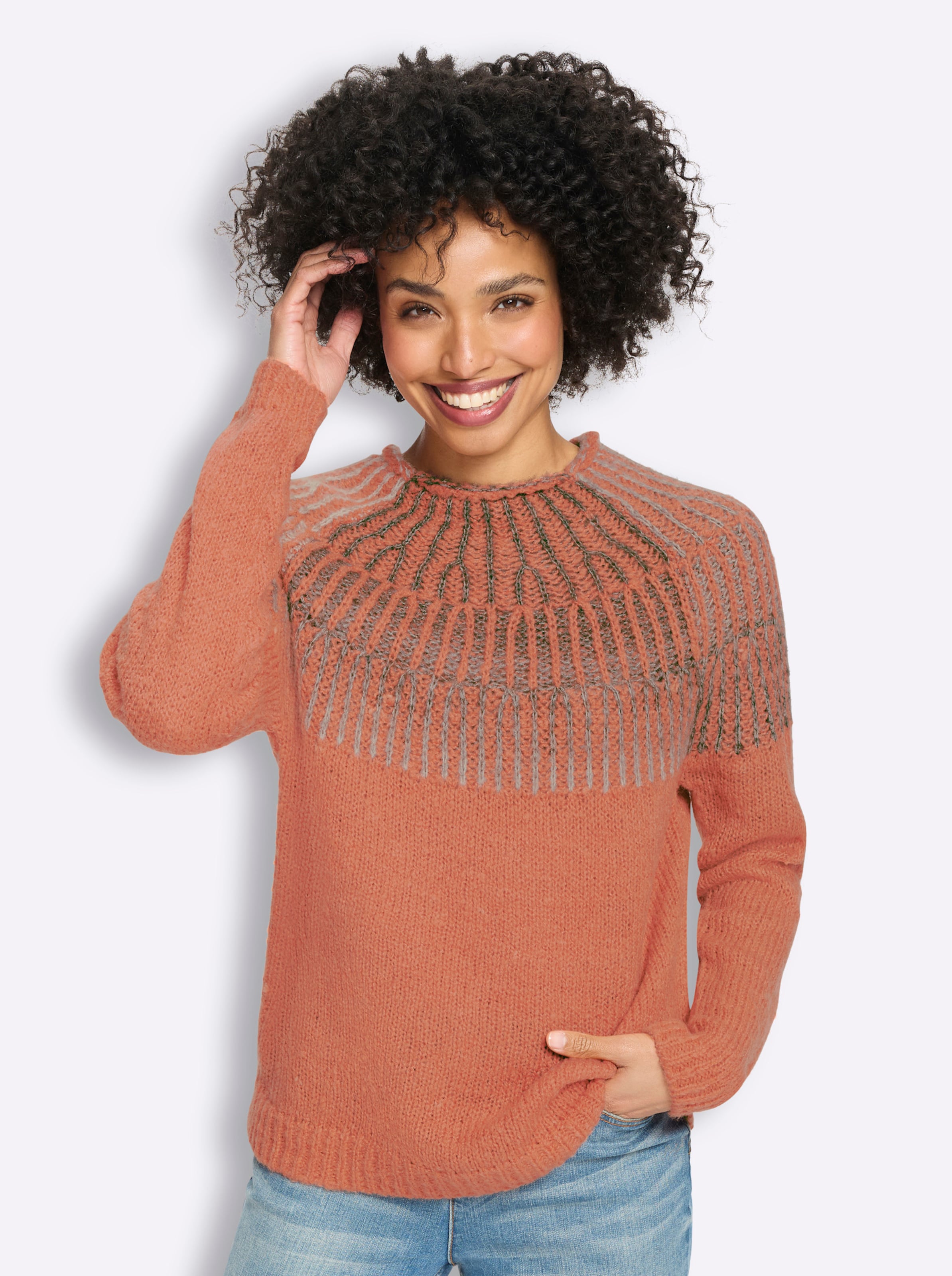 Heine Damen Papaya Meliert Strickpullover "Pullover" von Baur - Bild 3