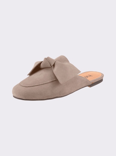 heine Pantolette aus Veloursleder - sesam