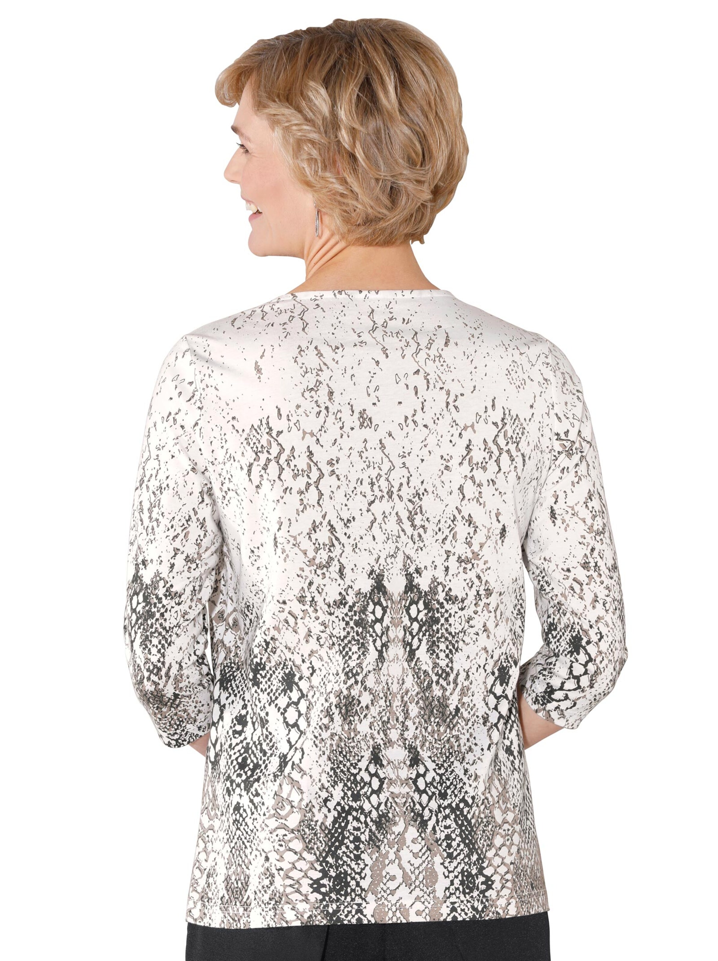 Shirt - taupe-schwarz-gemustert