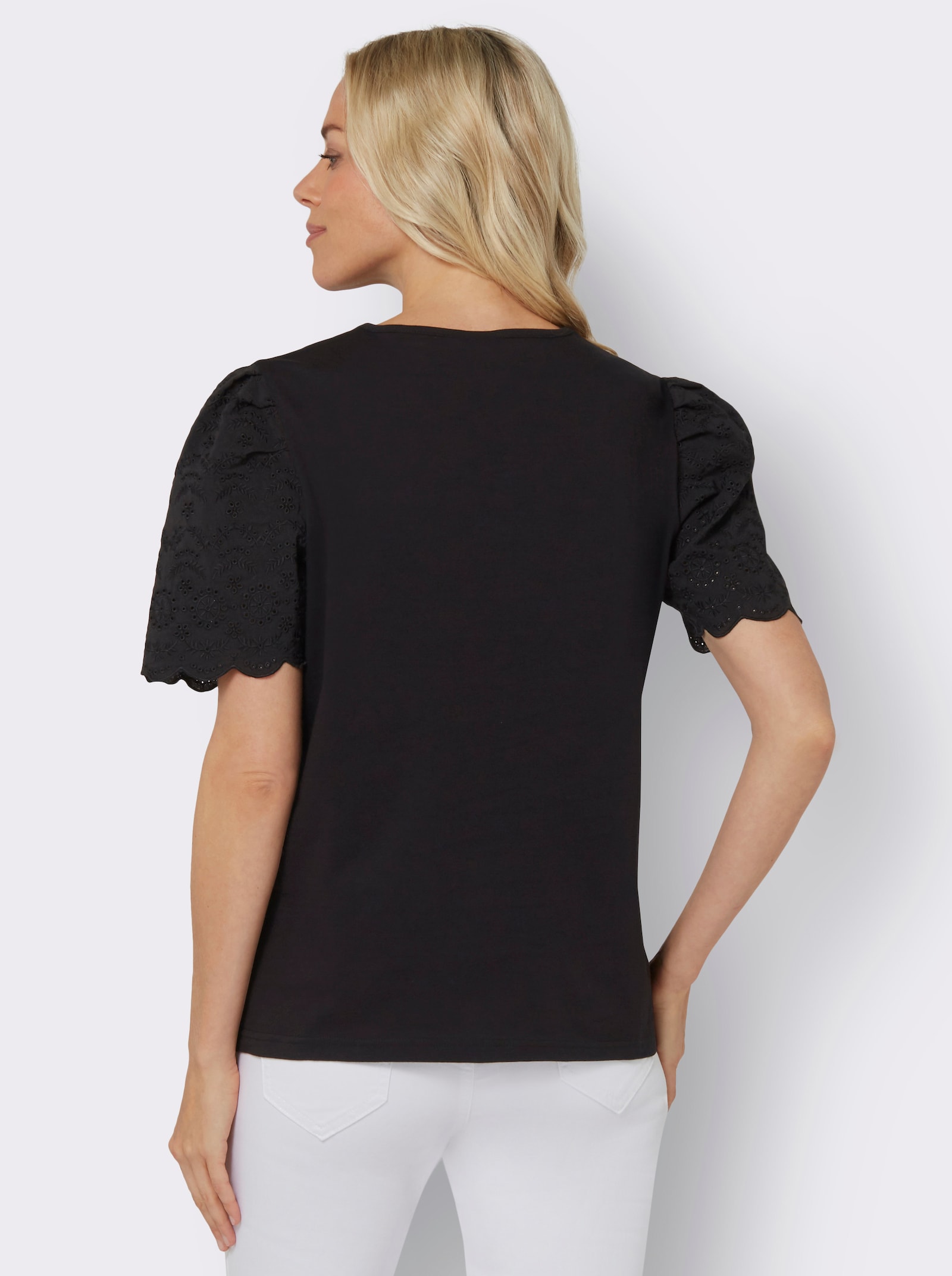 Tričko, kr. ruk., dier.výšivka - čierna