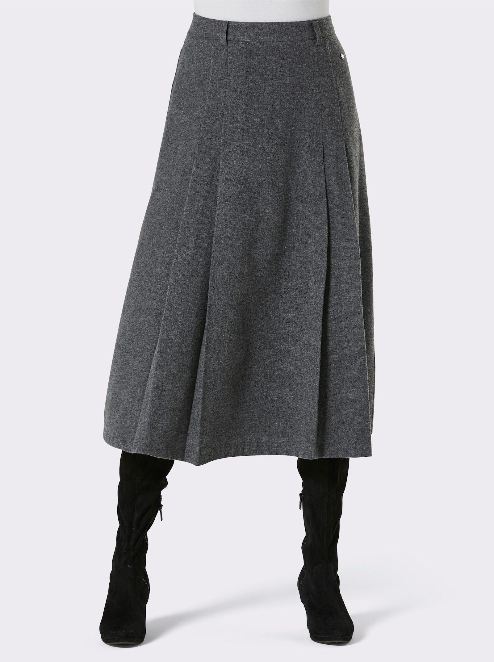 CREATION L PREMIUM A-Linien-Rock im wärmenden Material-Mix - anthrazit-meliert