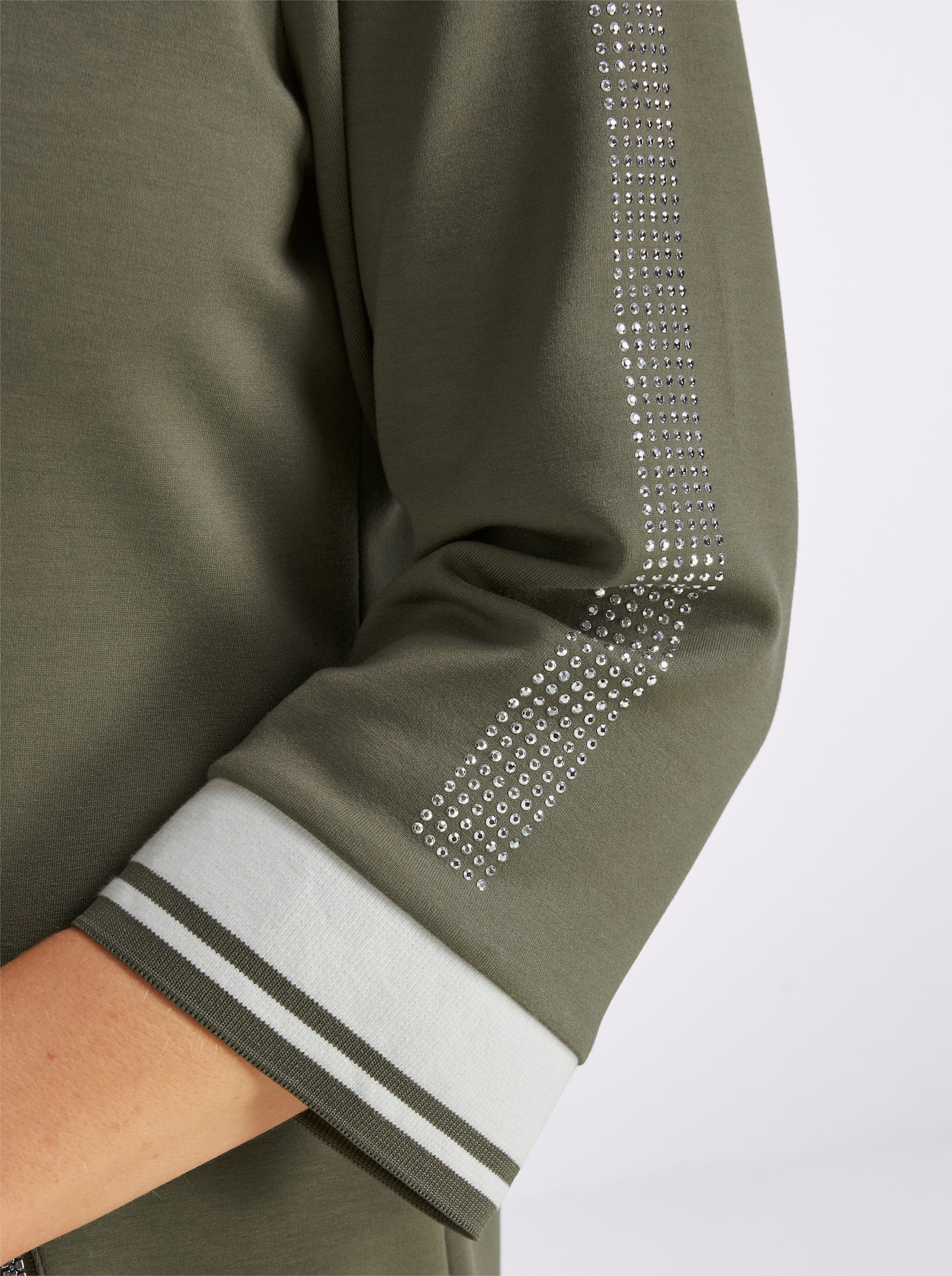 Polokleid im hochwertigen Modal-Mix - khaki-weiß