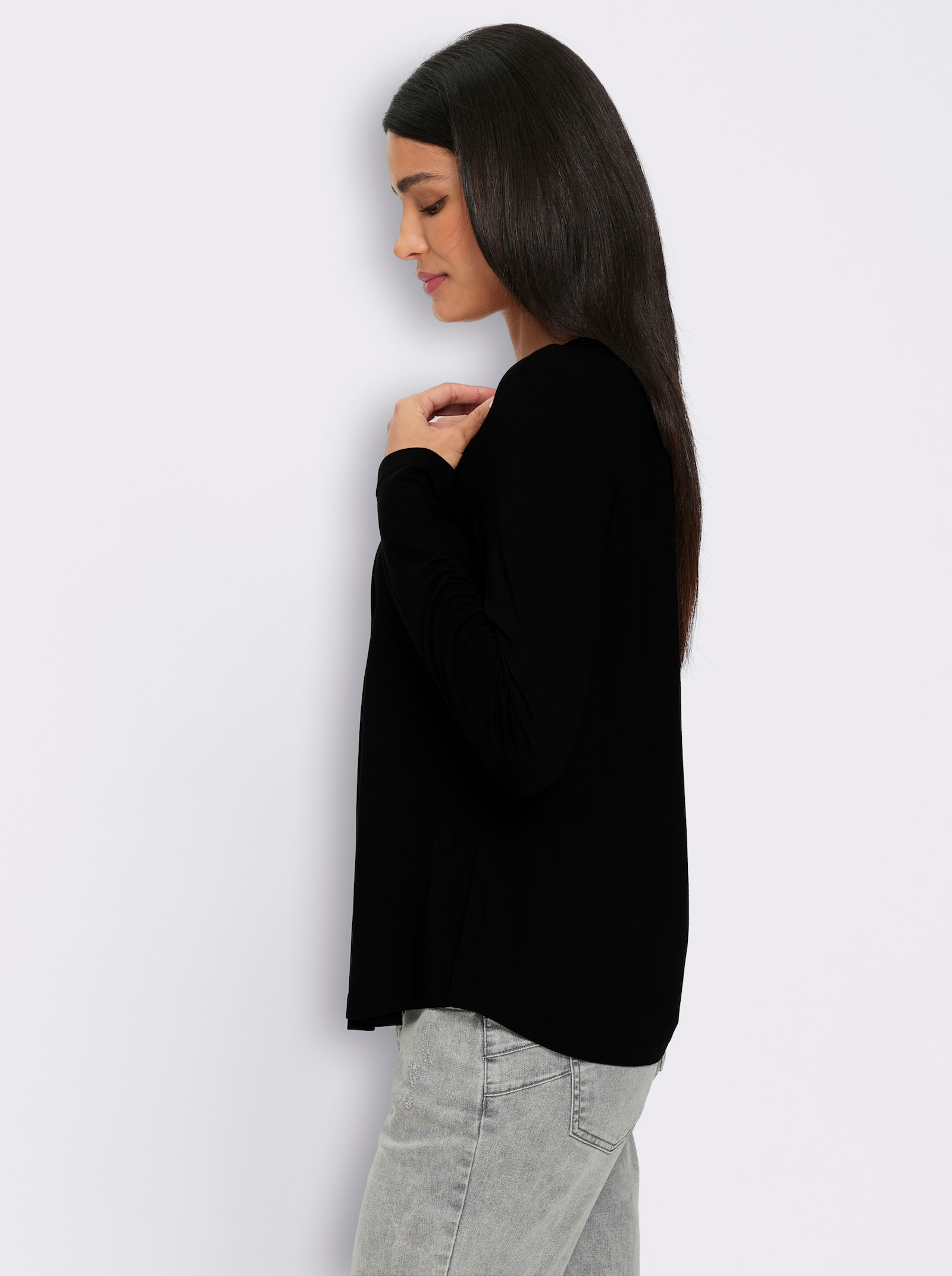 heine Langarmshirt mit Biesen - schwarz