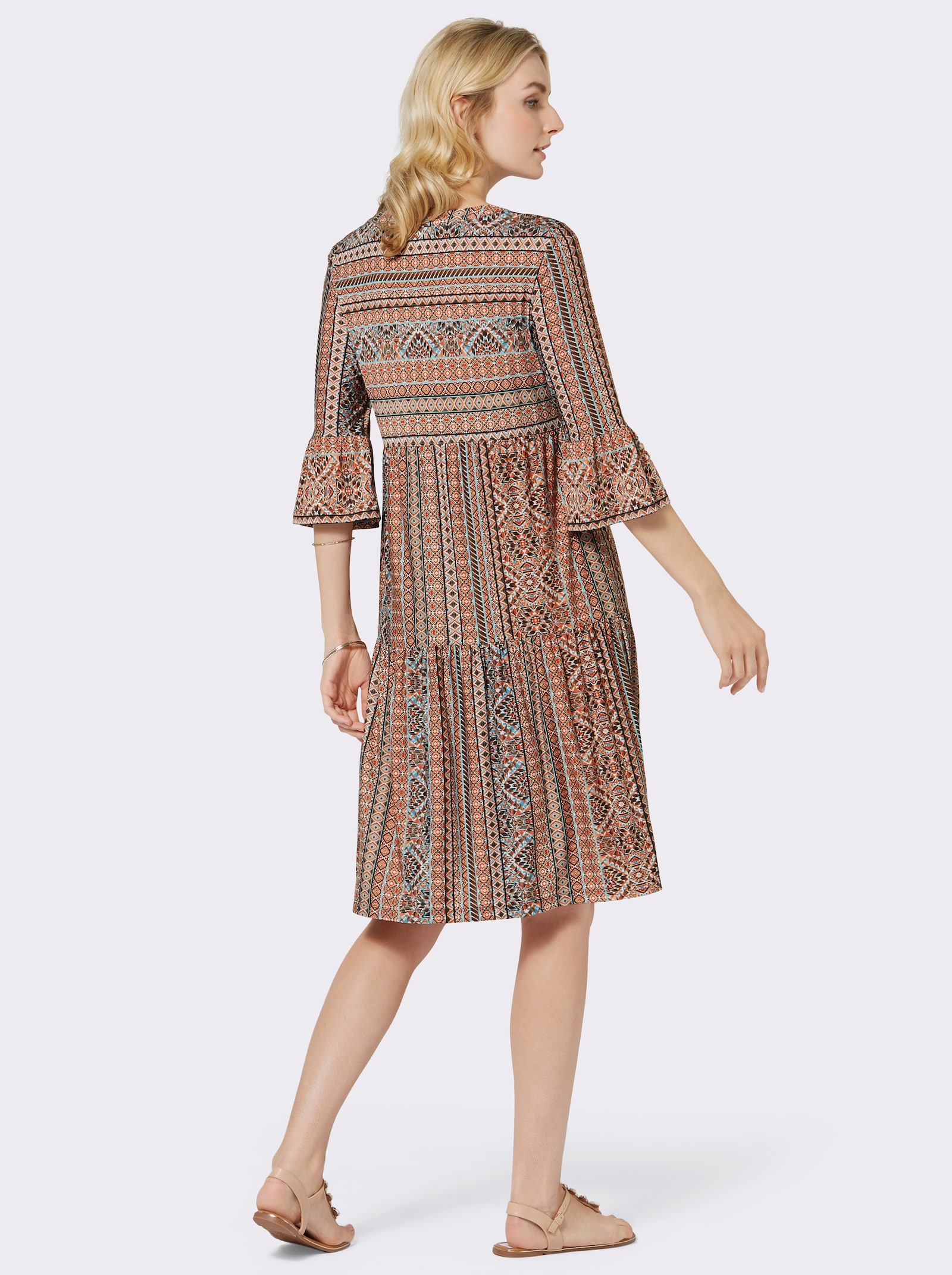 Jerseykleid im Tunika-Stil, bedruckt - terra-ecru-bedruckt