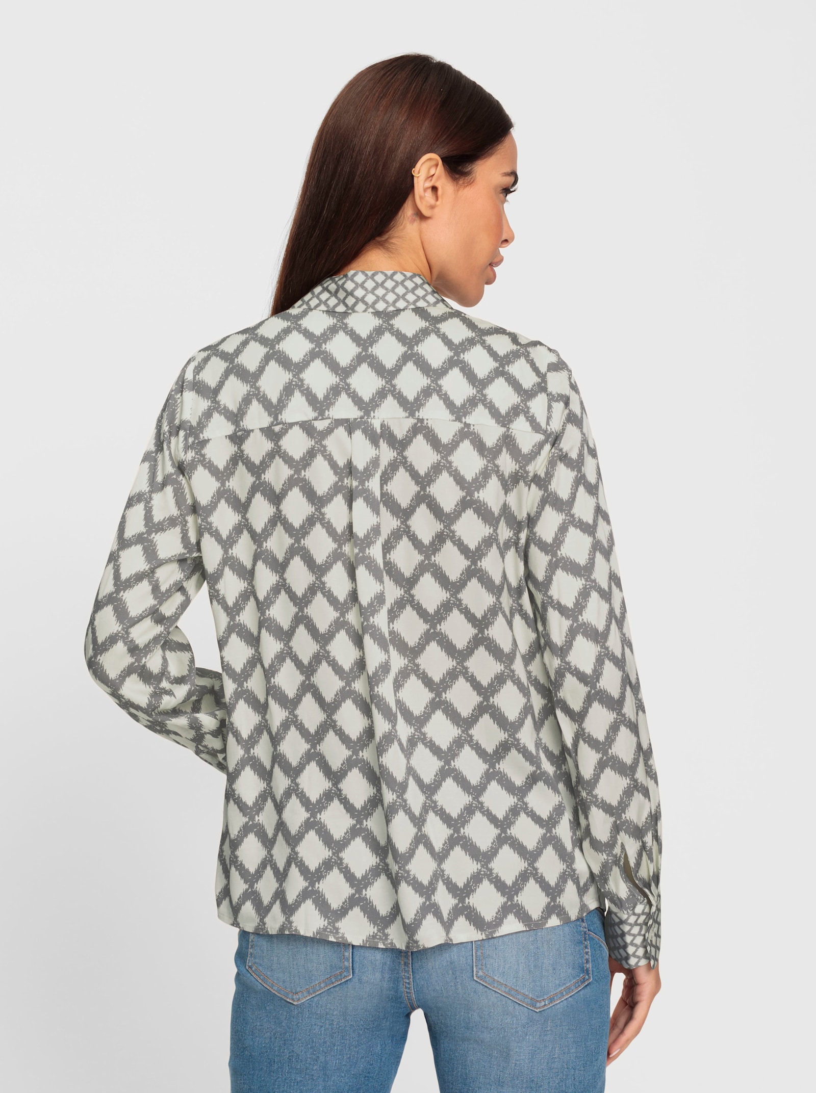 heine Chemisier avec motif losanges - gris-couleur ivoire imprimé