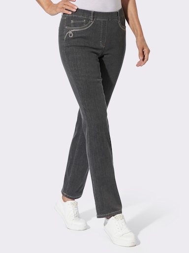 Jeans mit Rundum-Dehnbund - grey-denim