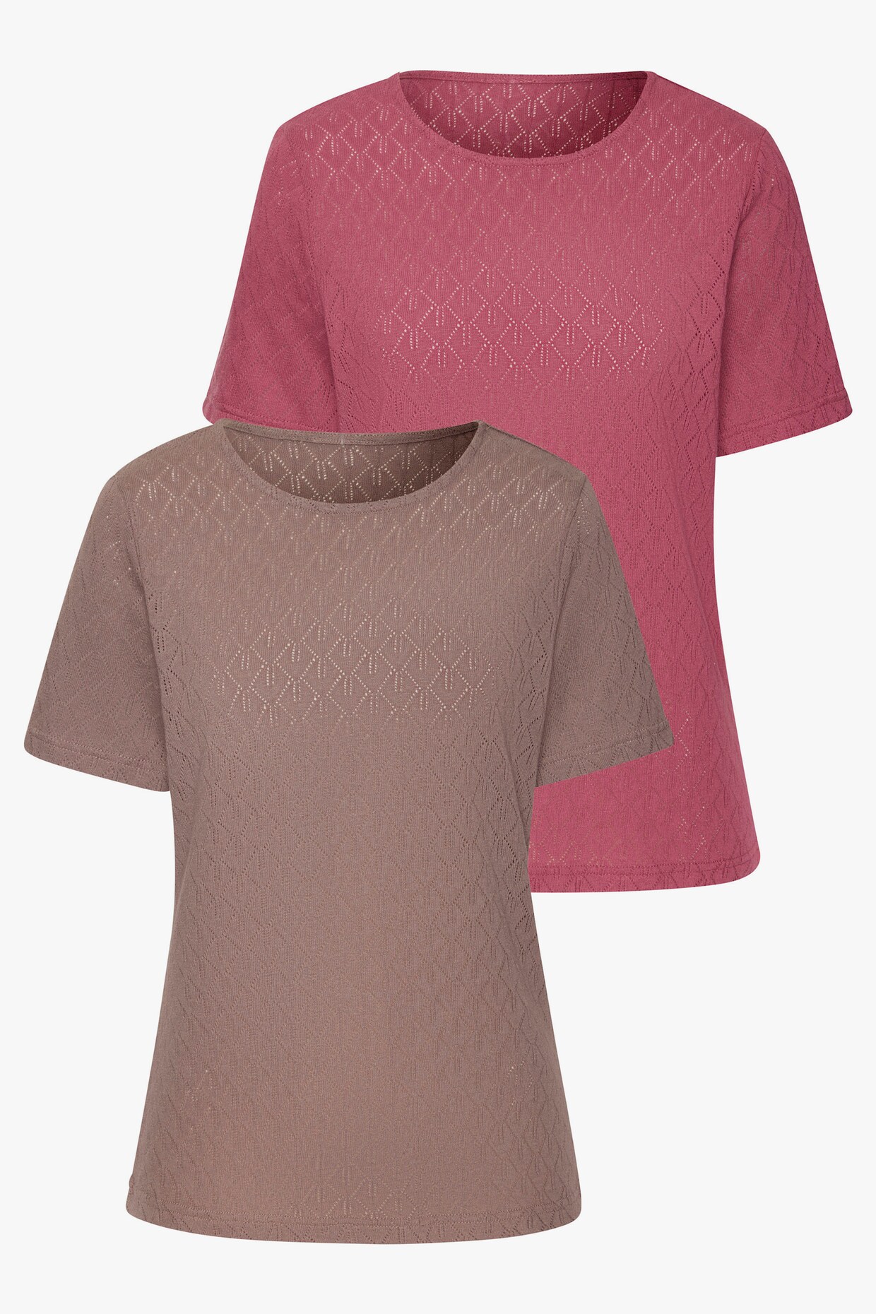 Vivance Kurzarmshirt - taupe, beere