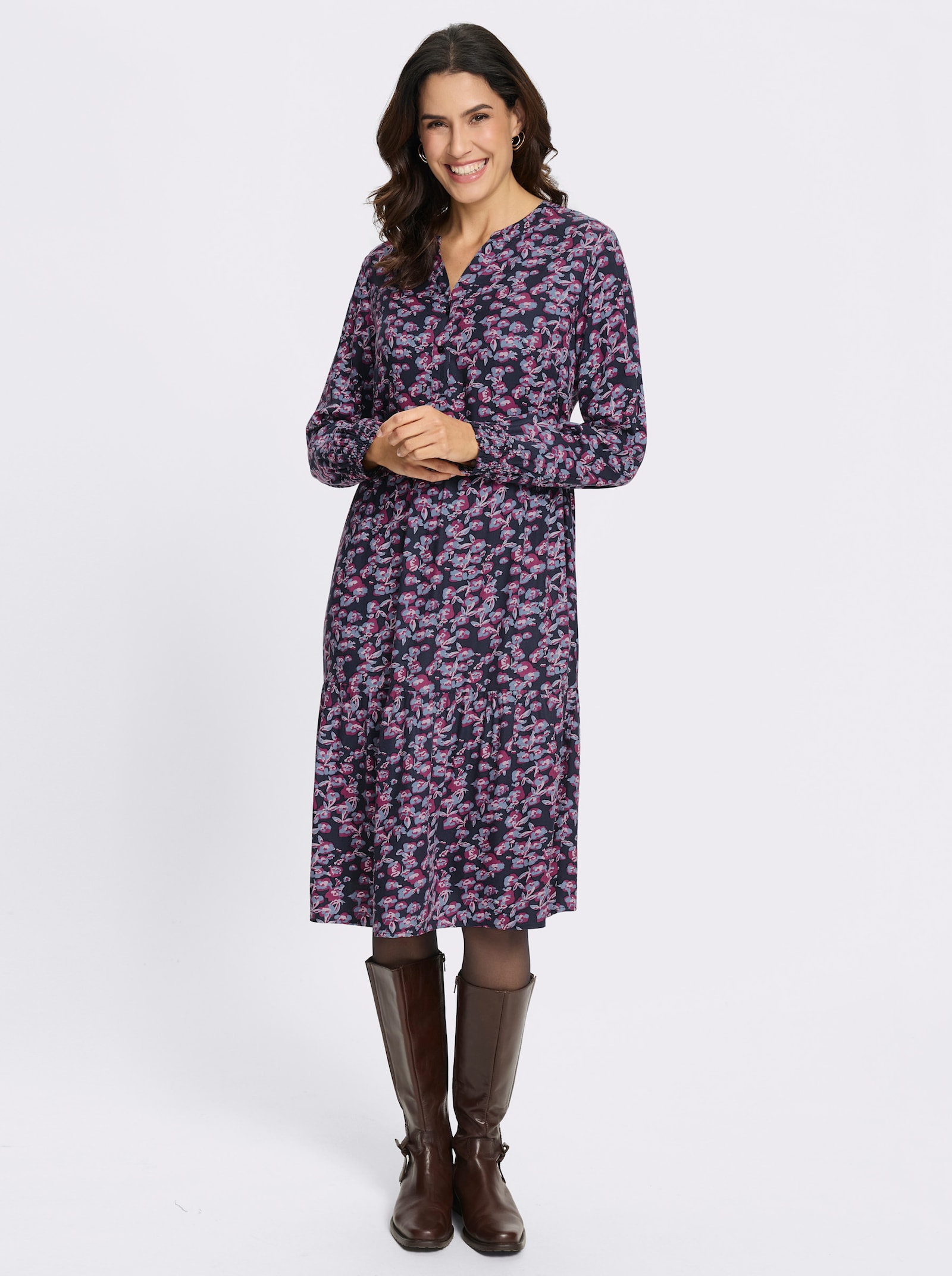  Druckkleid mit Volantrock - marine-erika-bedruckt