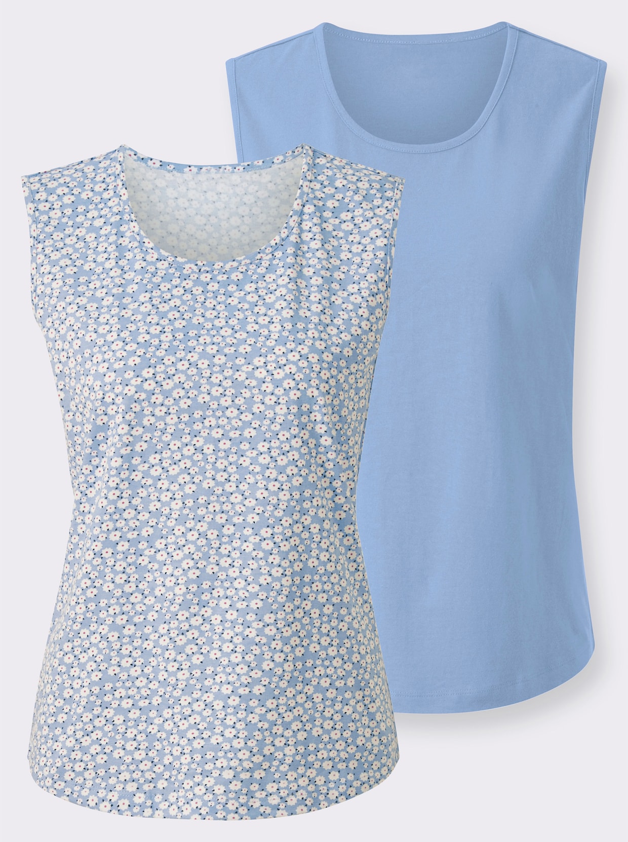 Shirttop - himmelblau + himmelblau-weiß-bedruckt