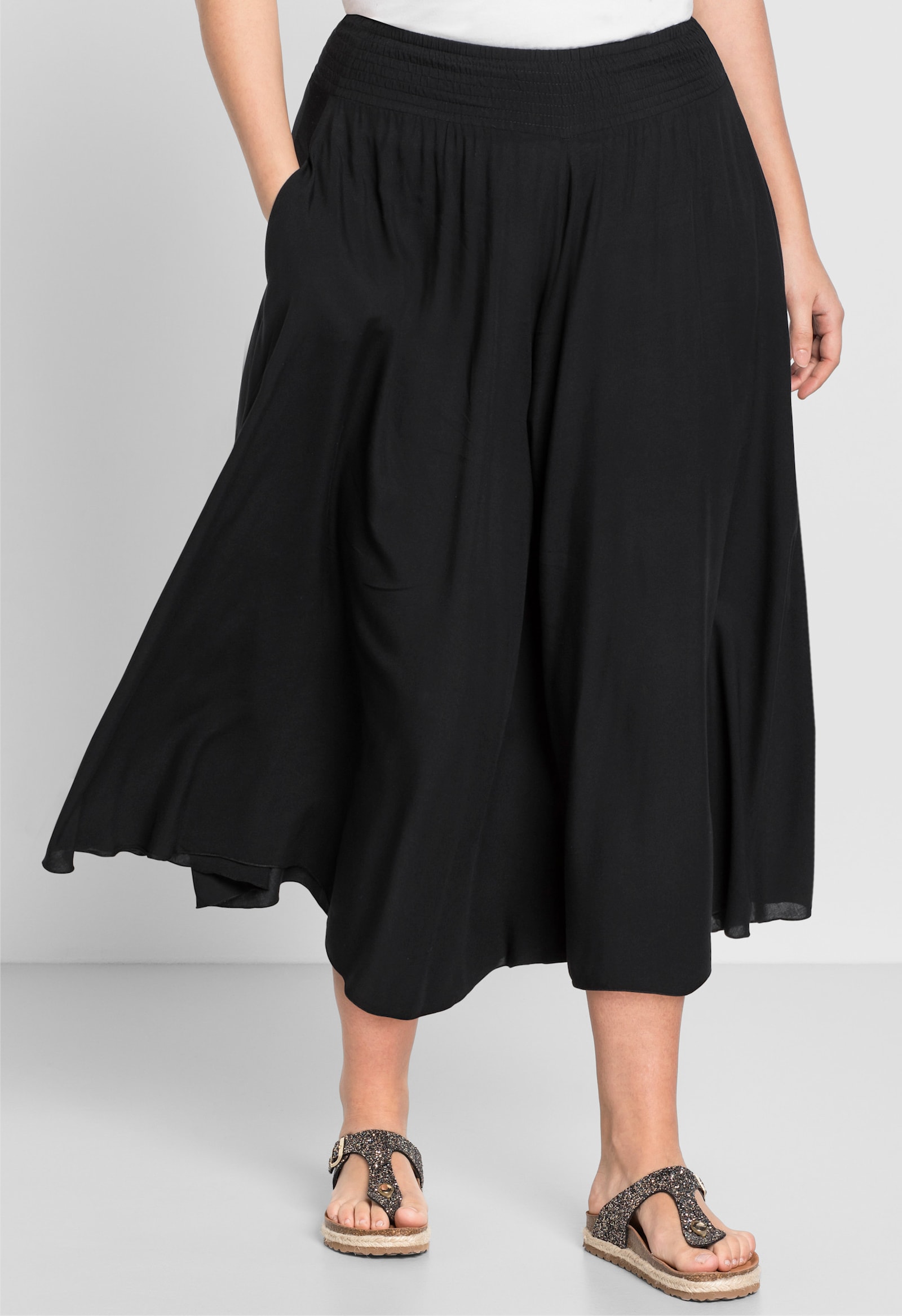 sheego Hosenrock mit Smokbund - schwarz