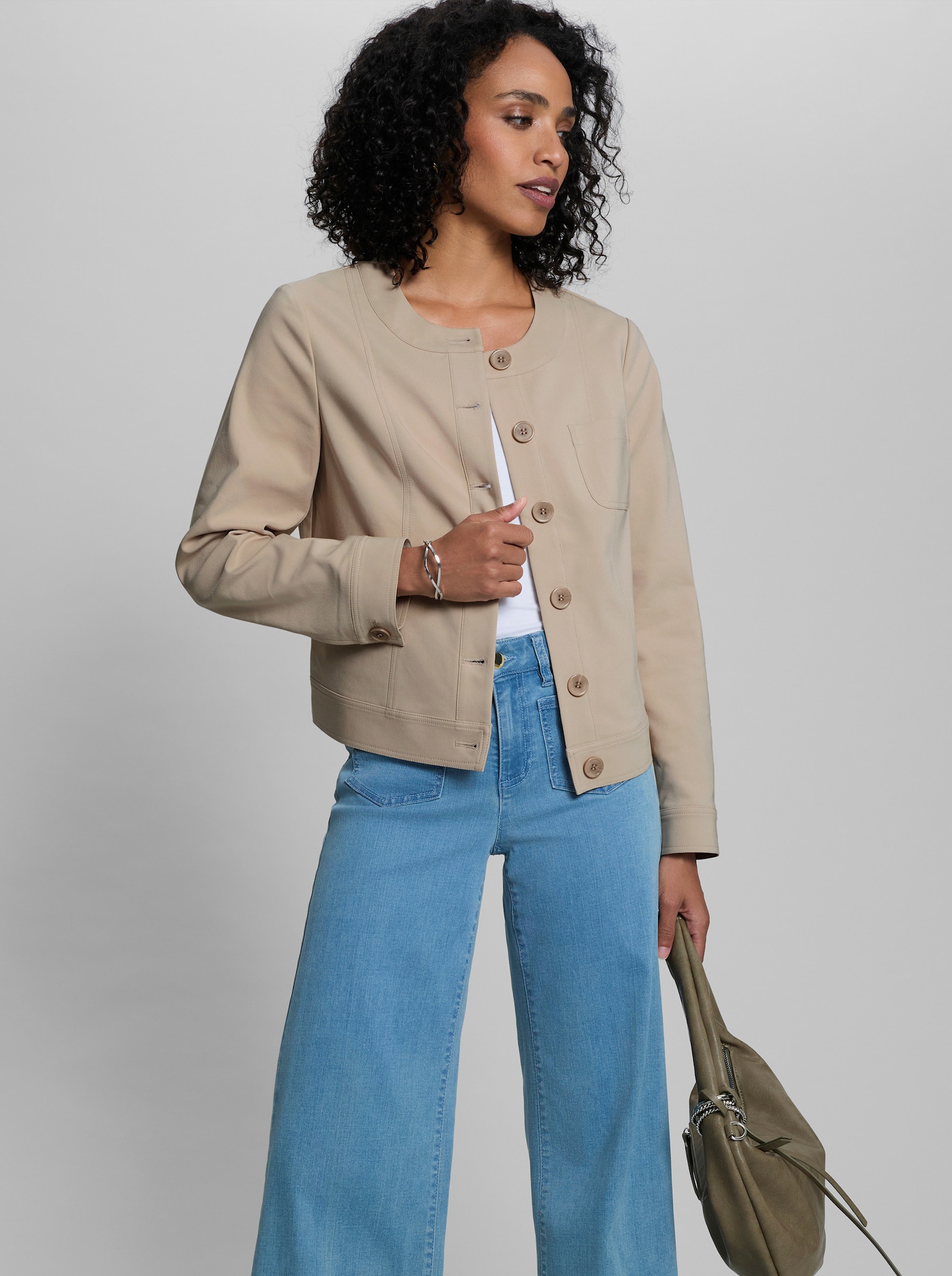 heine Blazer mit Rundhals-Ausschnitt - beige