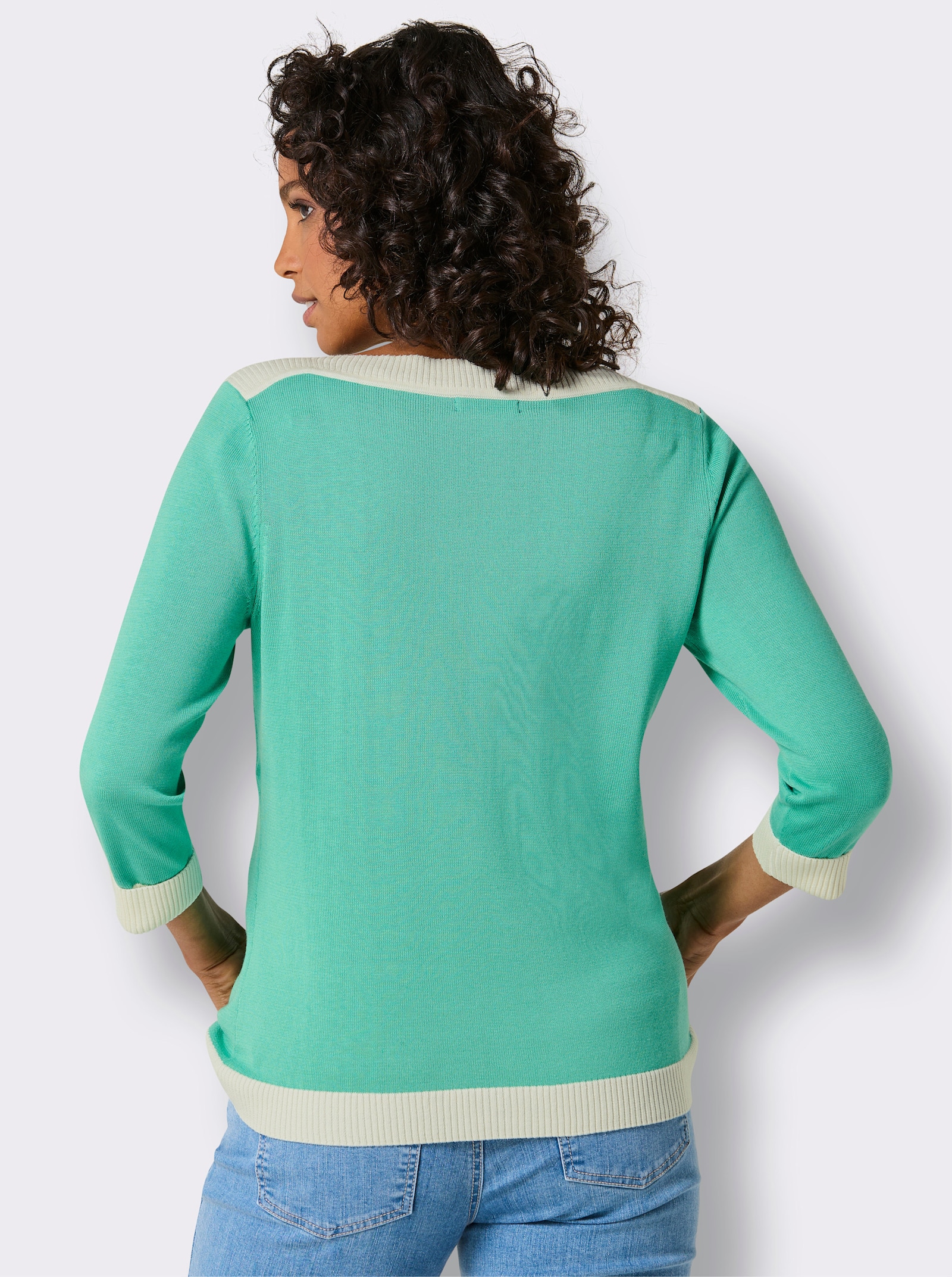 CREATION L PREMIUM Pull à manches 3/4 avec soie - bleu-vert