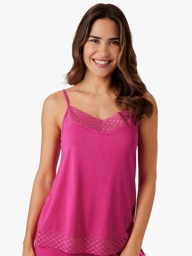 Trägertop mit Spitzen-Verzierung - fuchsia