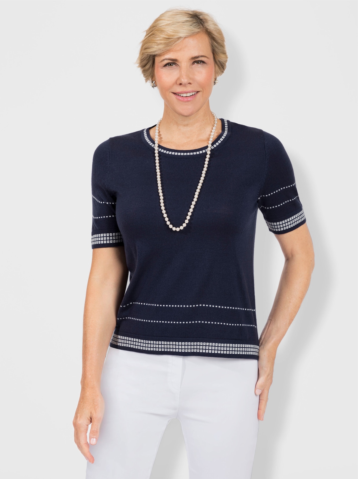 Pullover met korte mouwen - marine