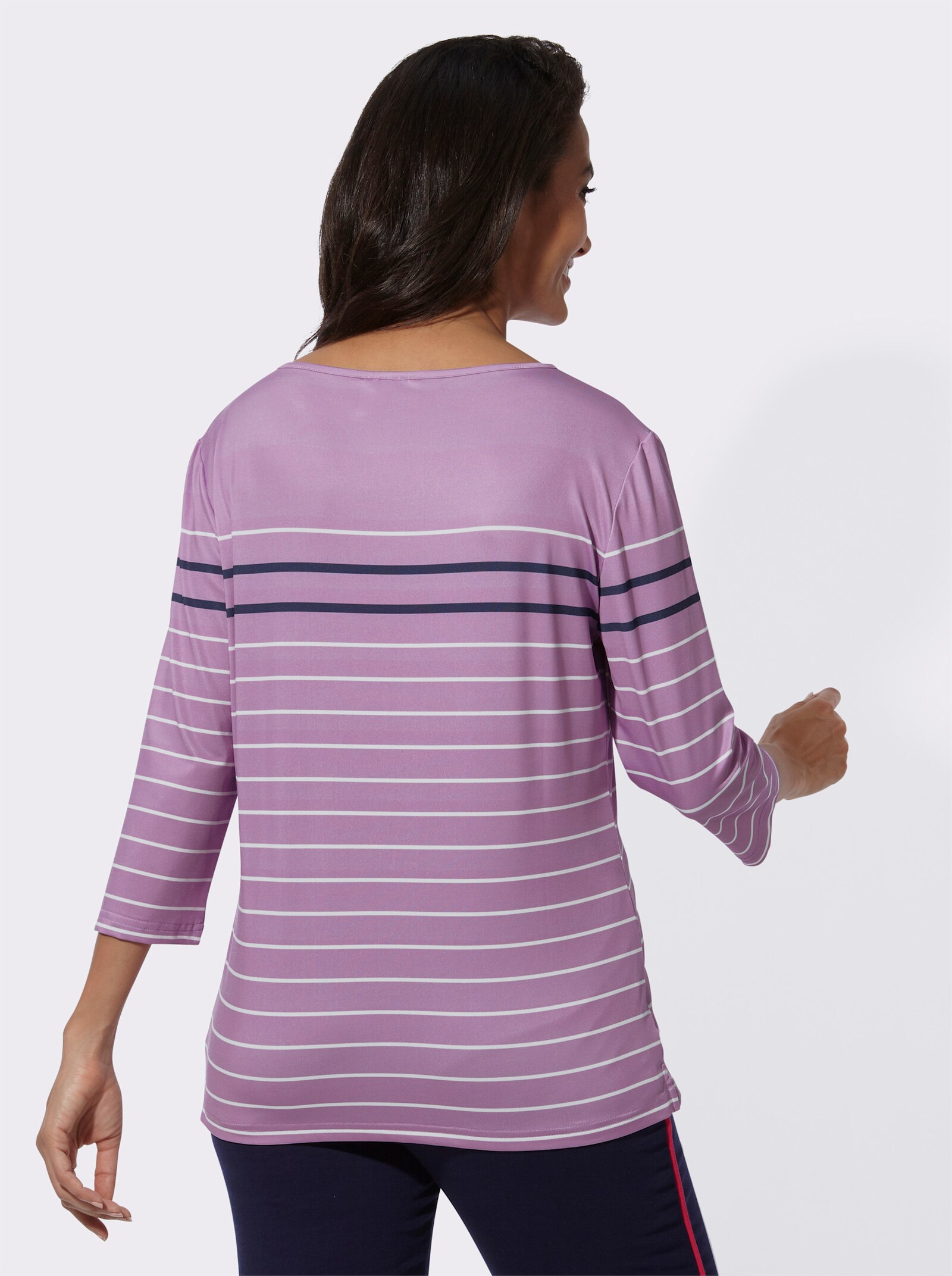 Catamaran Sports Vrijetijdsshirt met streeppatroon - orchidee/wit gestreept