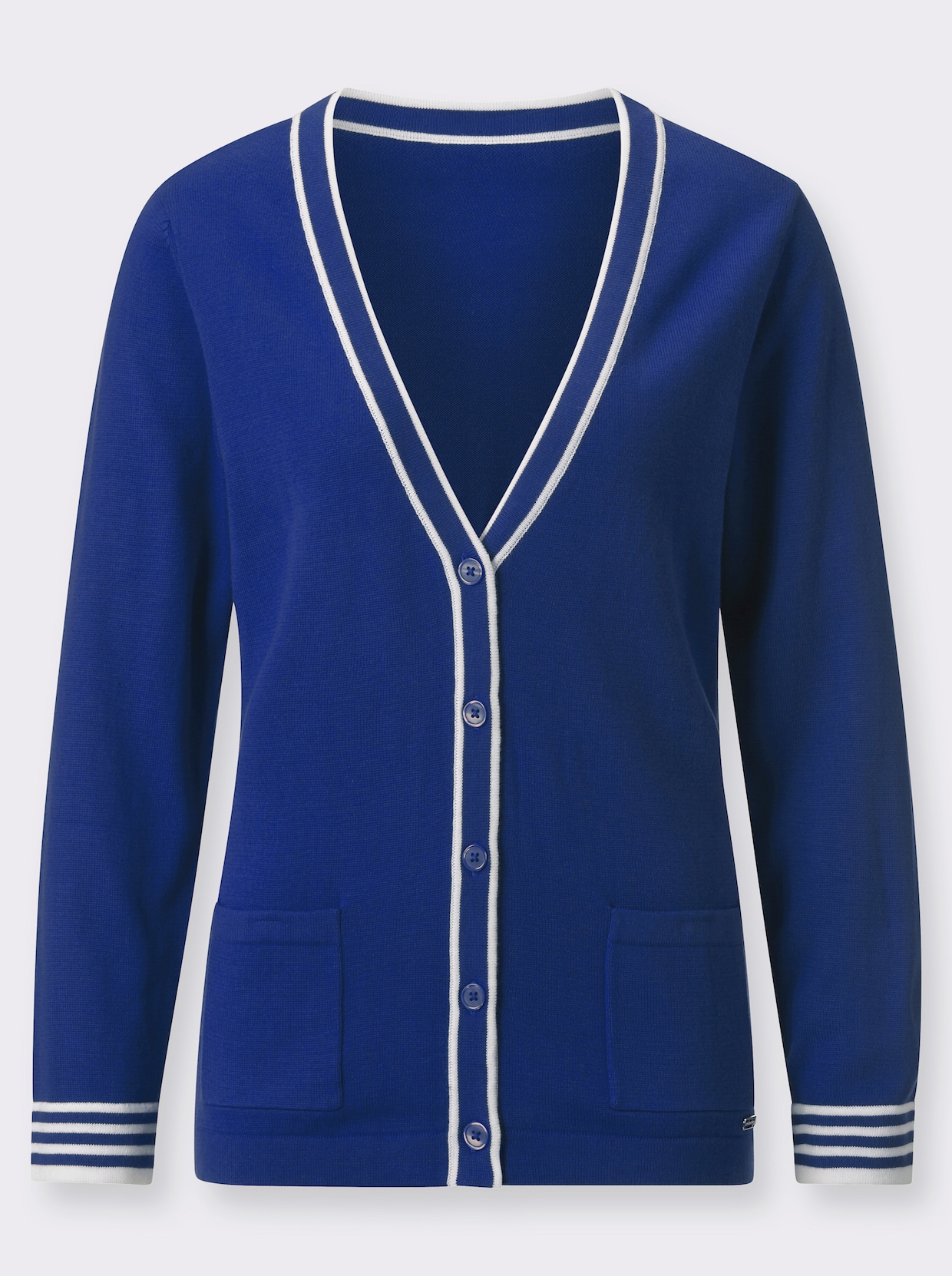 Strickjacke - royalblau-weiss