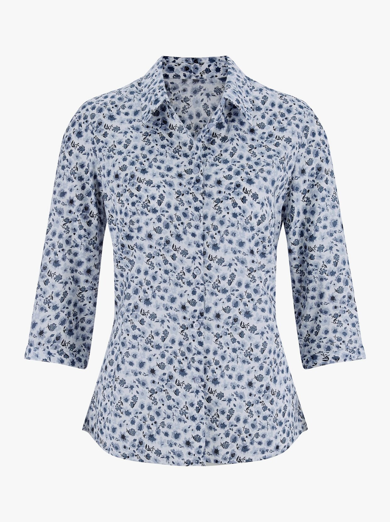 Katoenen blouse - jeansblauw geprint