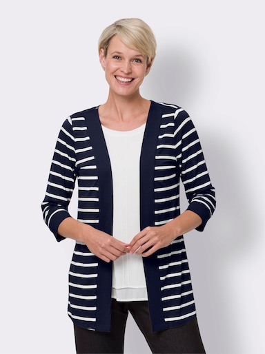 Shirtjacke - marine-weiss-gestreift