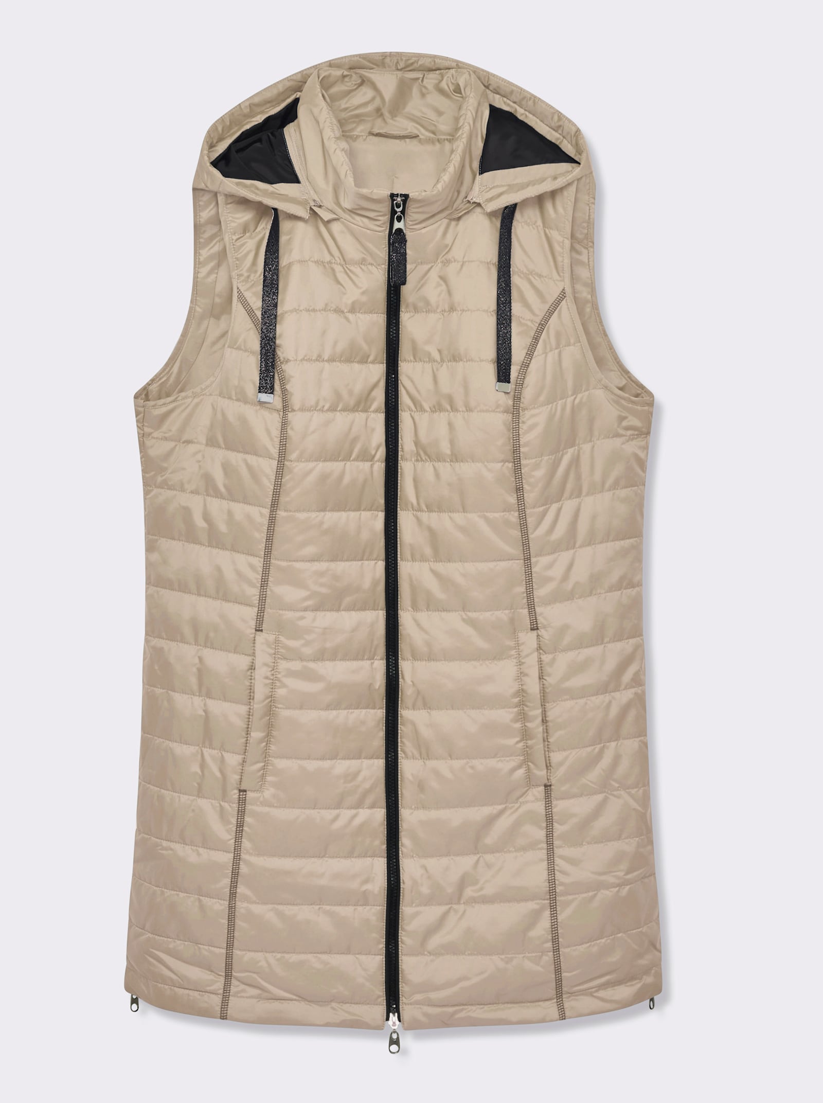 Longweste mit abnehmbarer Kapuze - beige