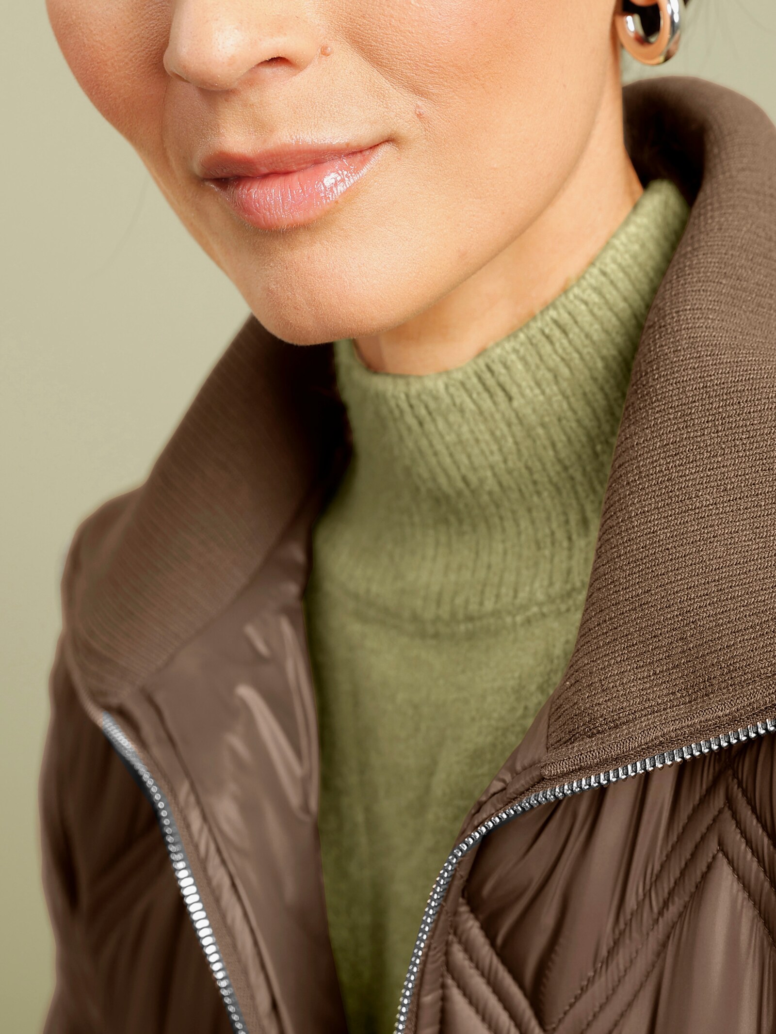 heine Steppjacke mit 2-Wege-Zipper - schoko